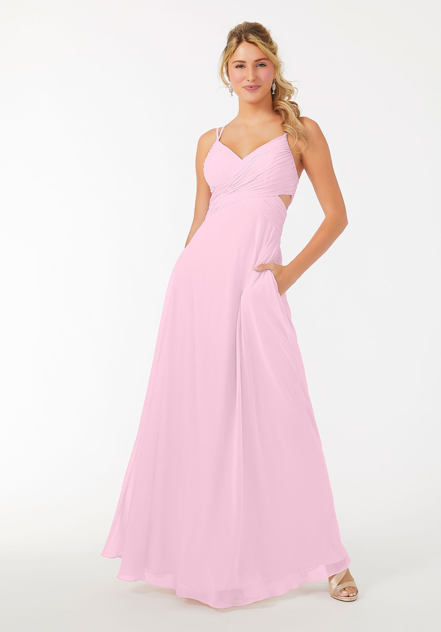 Formal Dresses A Line Evening Formal Long Pleated Dress MGNY Madeline Gardner New York 21702 Blossom