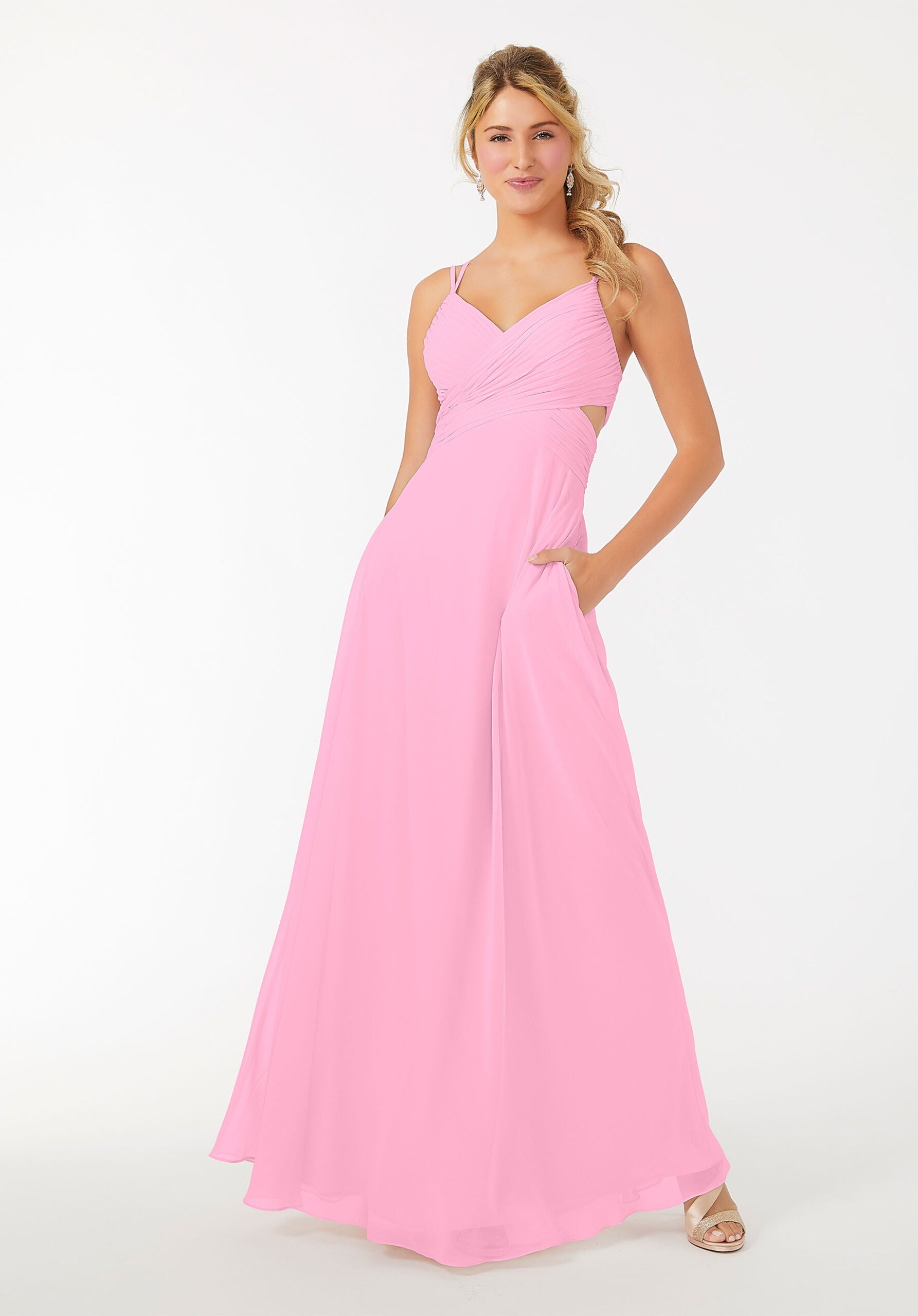 Formal Dresses Long A Line Formal Evening Pleated Dress MGNY Madeline Gardner New York 21702 Peony