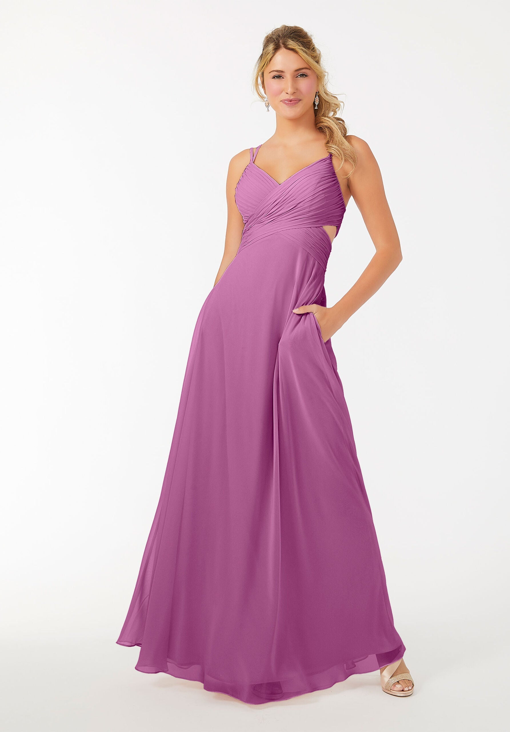 Formal Dresses Long A Line Evening Formal Pleated Dress MGNY Madeline Gardner New York 21702 Primrose