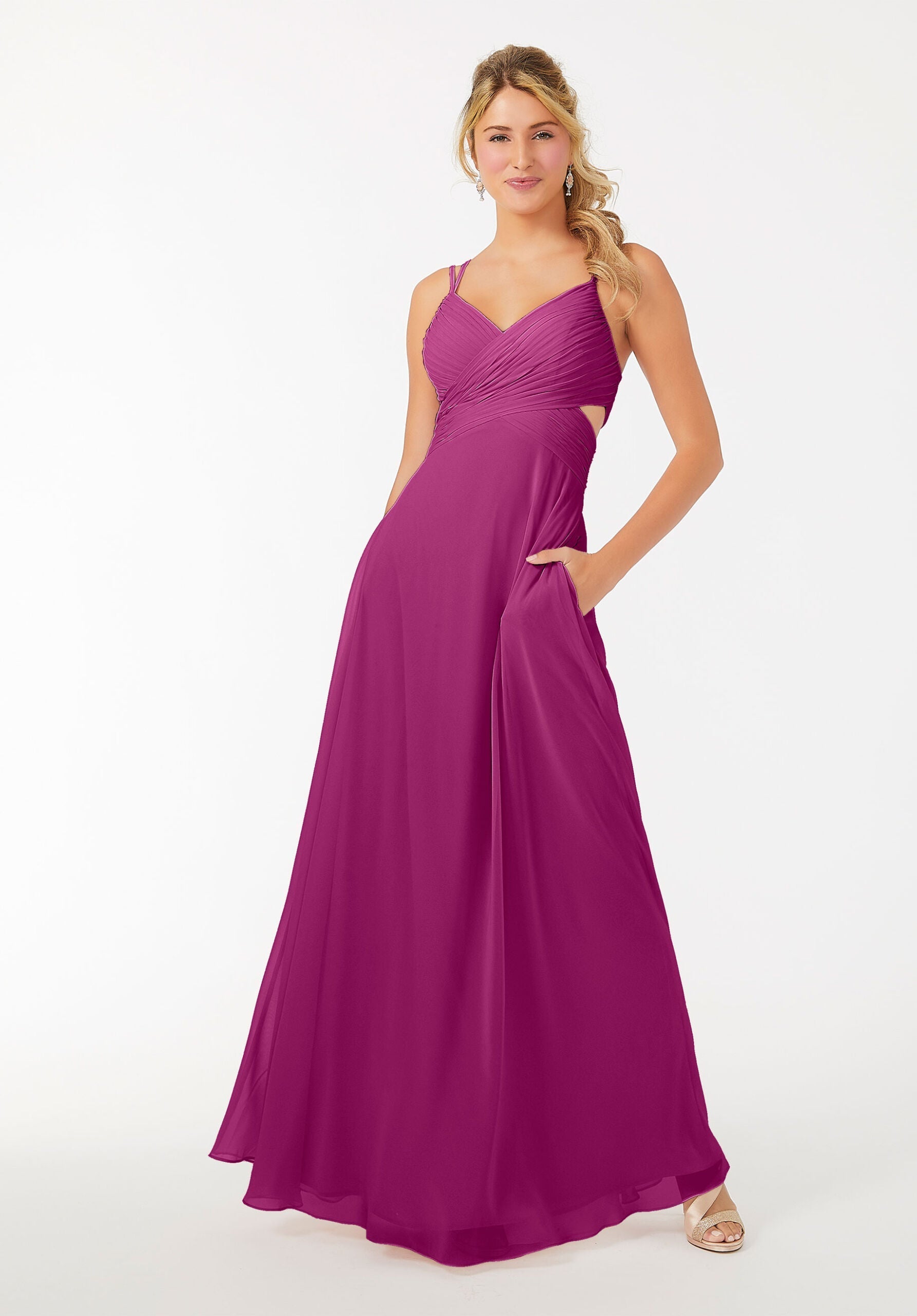 Formal Dresses Long A Line Formal Evening Pleated Dress MGNY Madeline Gardner New York 21702 Mulberry