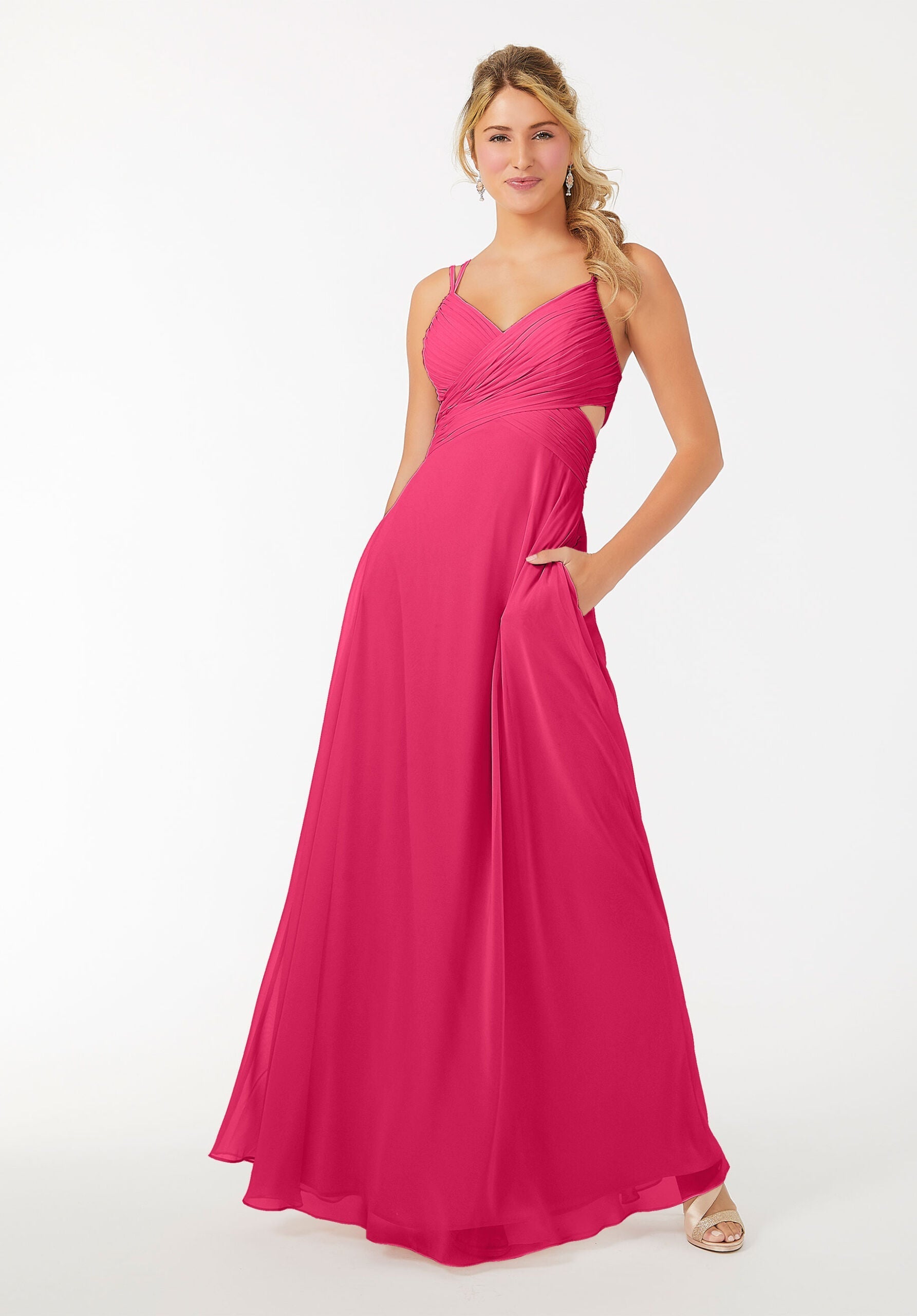 Formal Dresses A Line Evening Formal Long Pleated Dress MGNY Madeline Gardner New York 21702 Berry