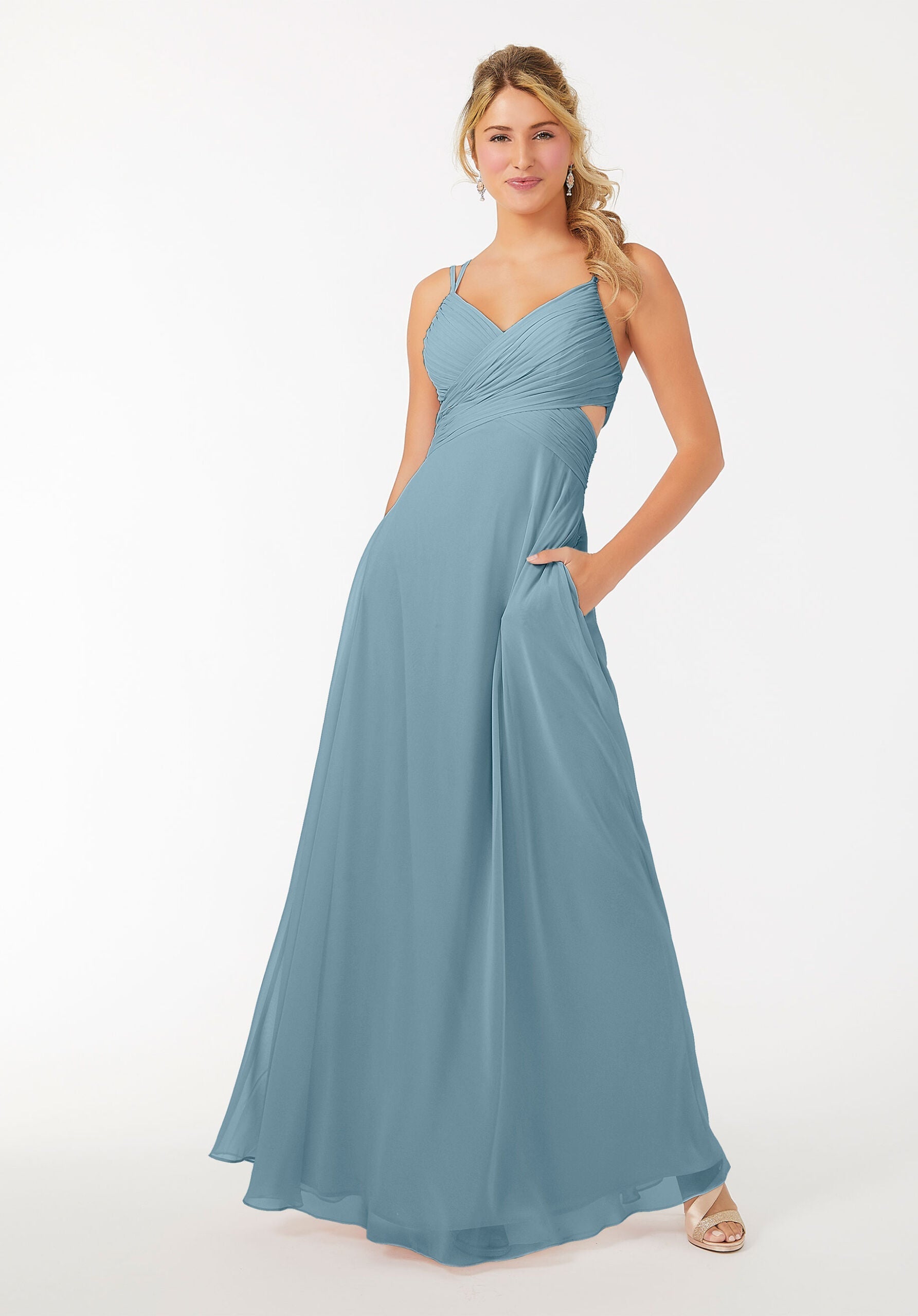 Formal Dresses Formal Long A Line Dress MGNY Madeline Gardner New York 21702 Slate