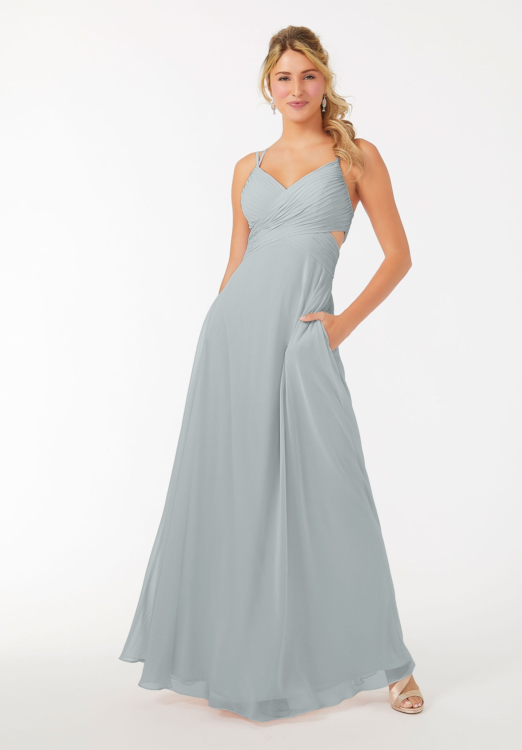 Formal Dresses Formal A Line Long Evening Pleated Dress MGNY Madeline Gardner New York 21702 Dove