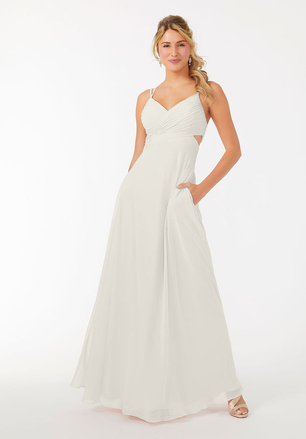 Pleated Long A Line Wedding Dress MGNY Madeline Gardner New York 21702