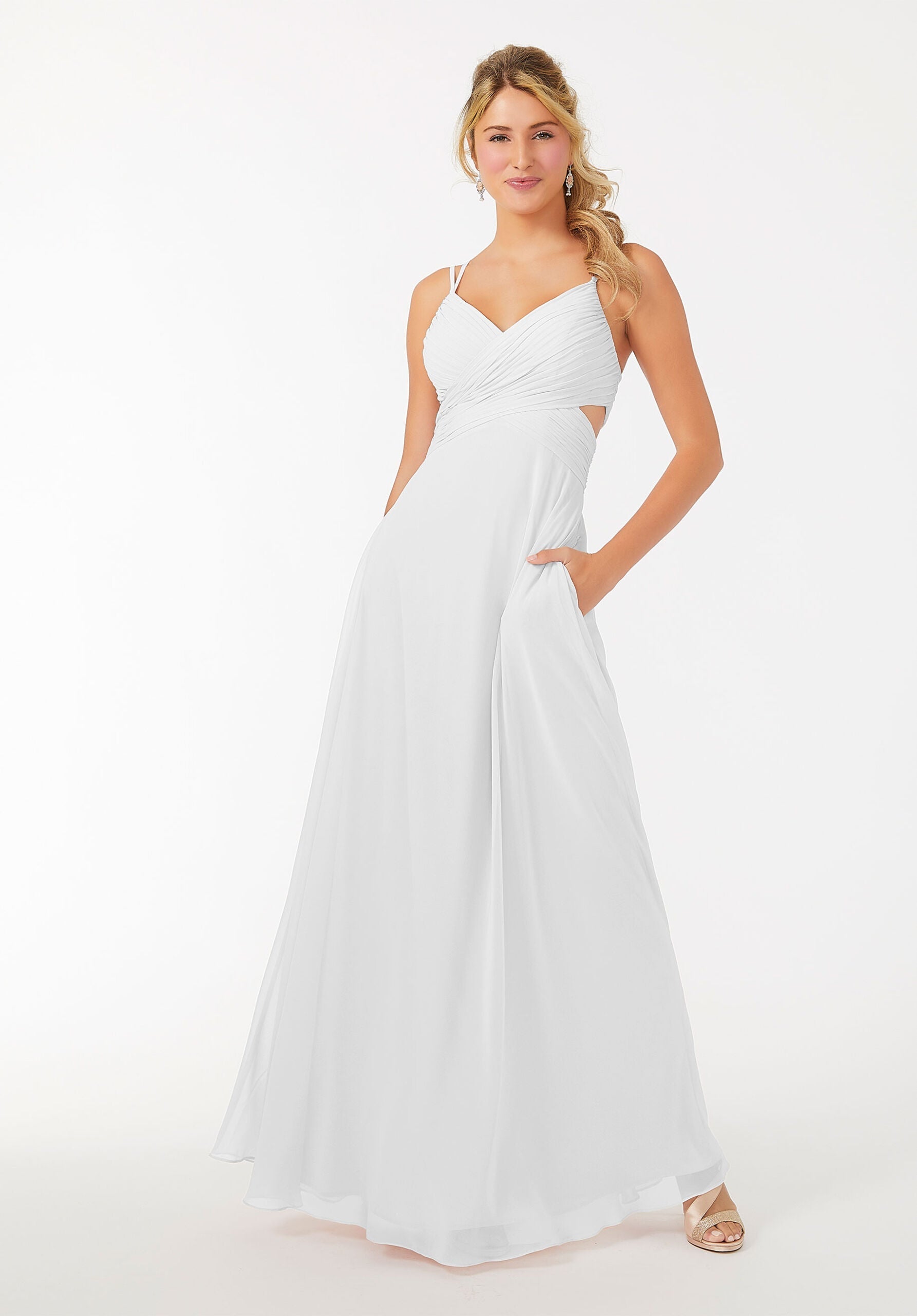 Wedding Dresses Pleated Long A Line Wedding Dress MGNY Madeline Gardner New York 21702 White