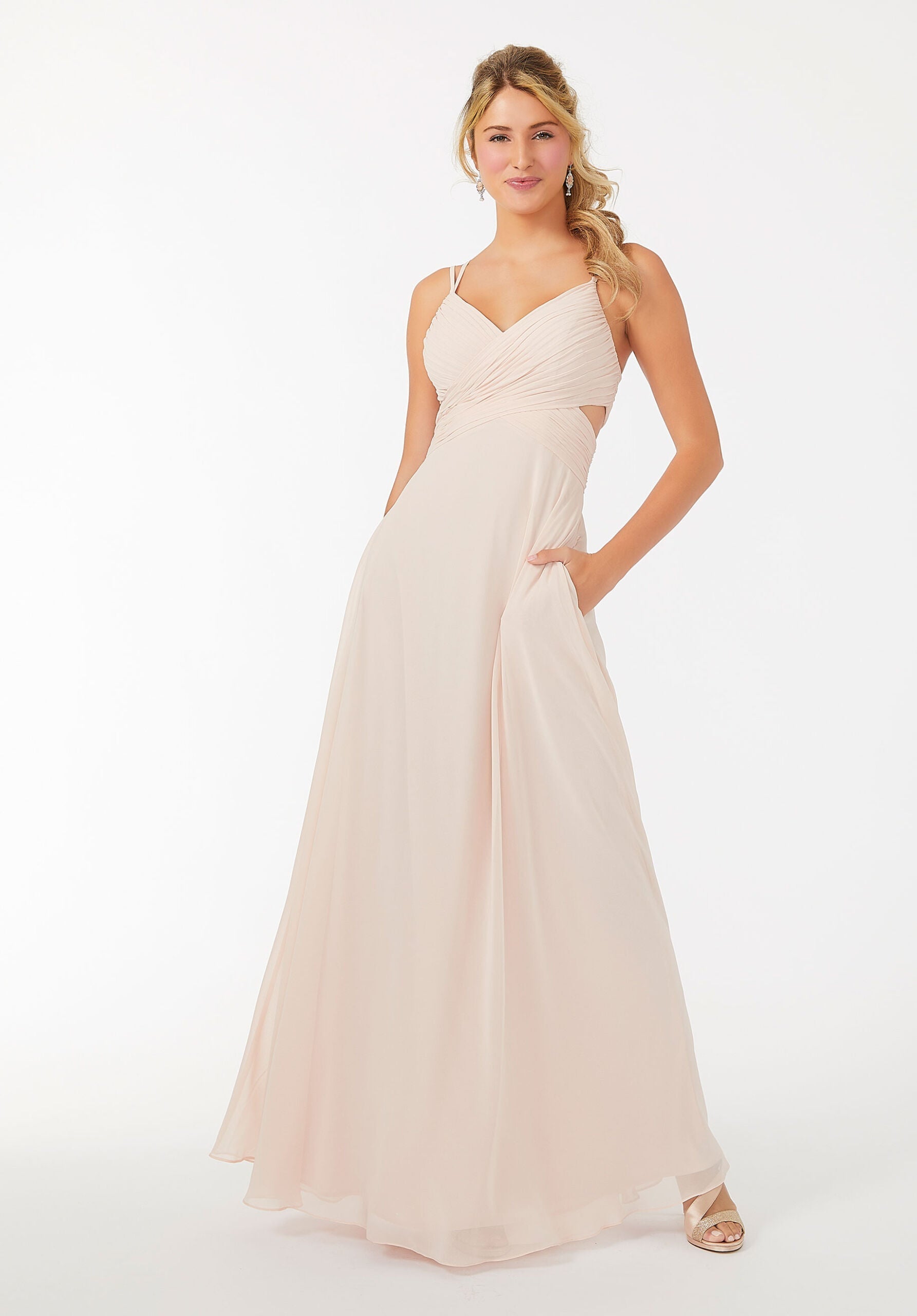Formal Dresses A Line Evening Long Formal Pleated Dress MGNY Madeline Gardner New York 21702 Buttercream
