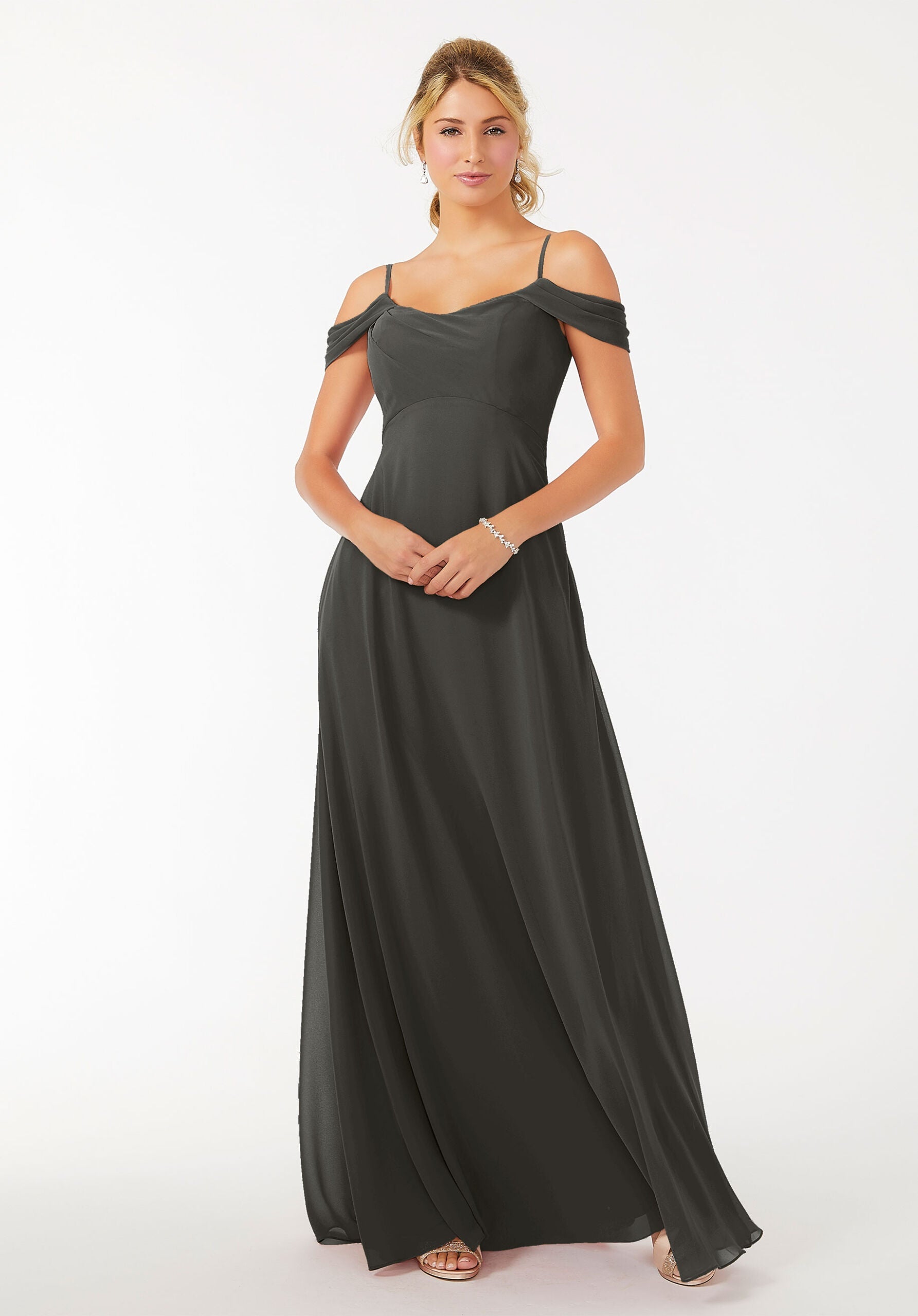 Formal Dresses Long Formal Evening A Line Dress MGNY Madeline Gardner New York 21703 Charcoal
