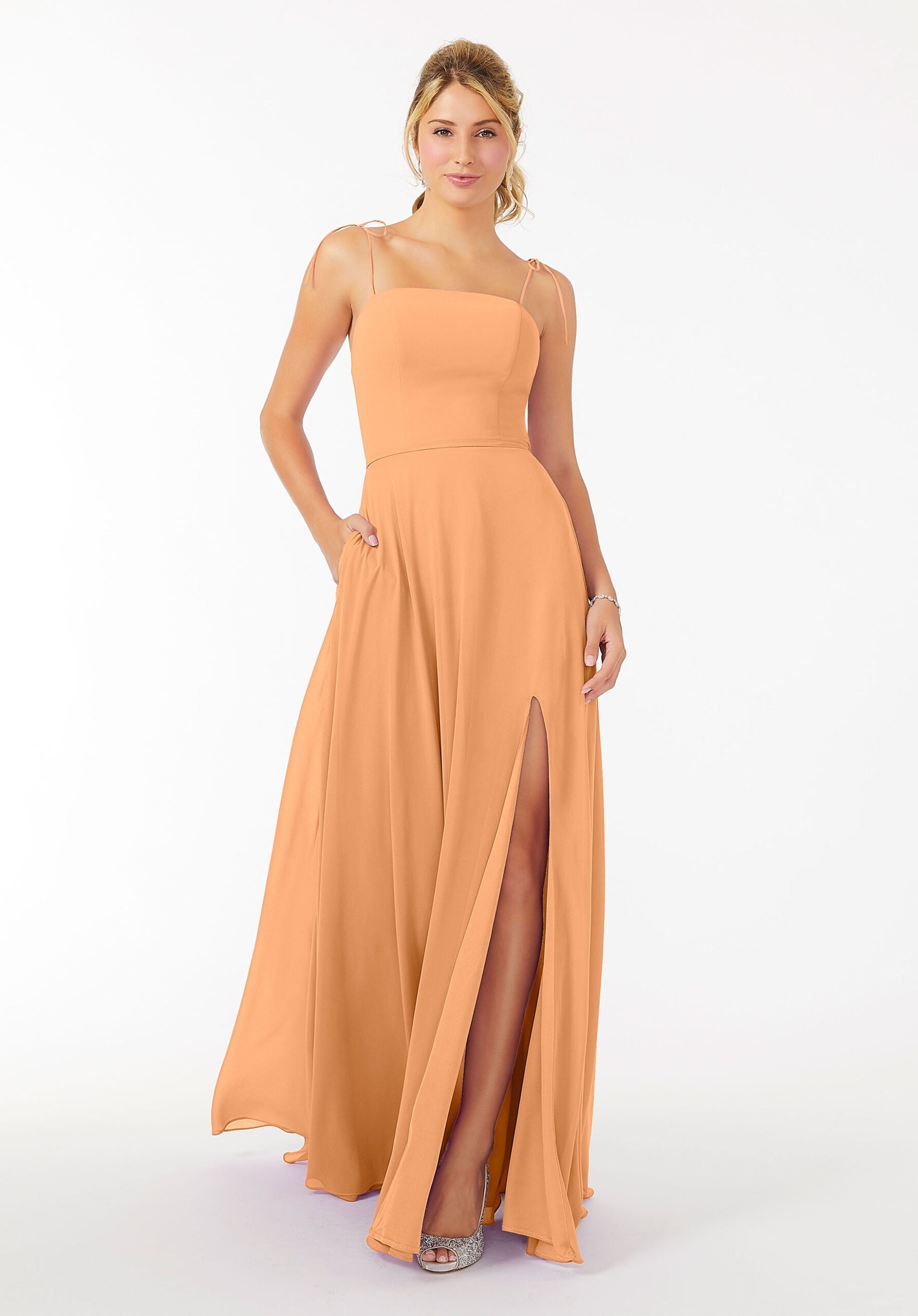 Formal Dresses Slit Formal Long Evening Dress MGNY Madeline Gardner New York 21705 Sorbet