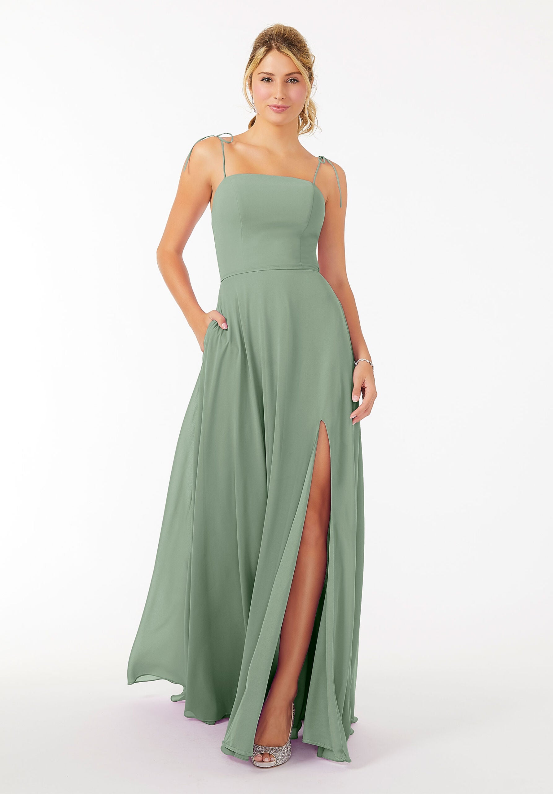 Formal Dresses Slit Long Formal Dress MGNY Madeline Gardner New York 21705 Moss