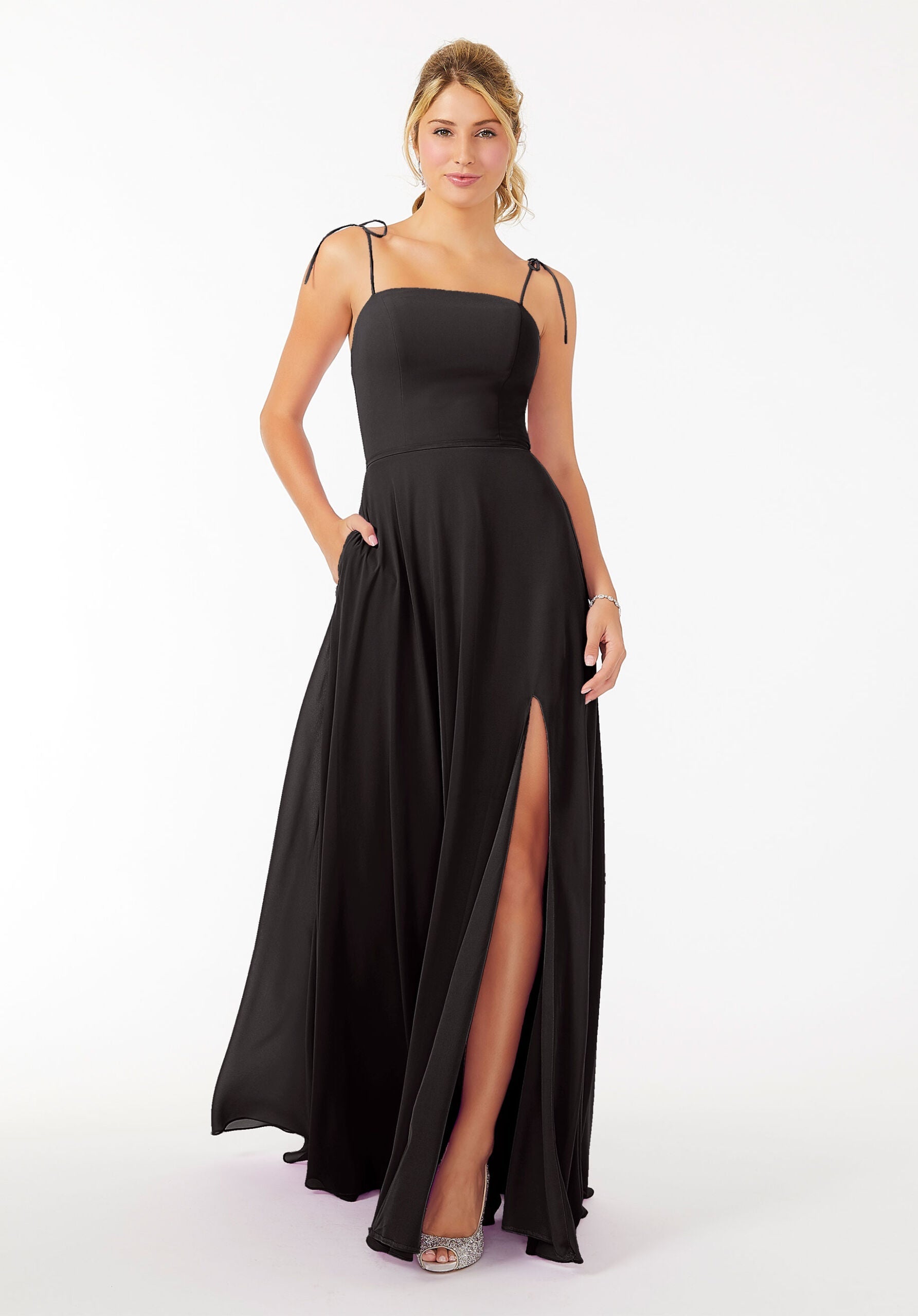 Formal Dresses Long Formal Slit Dress MGNY Madeline Gardner New York 21705 Black