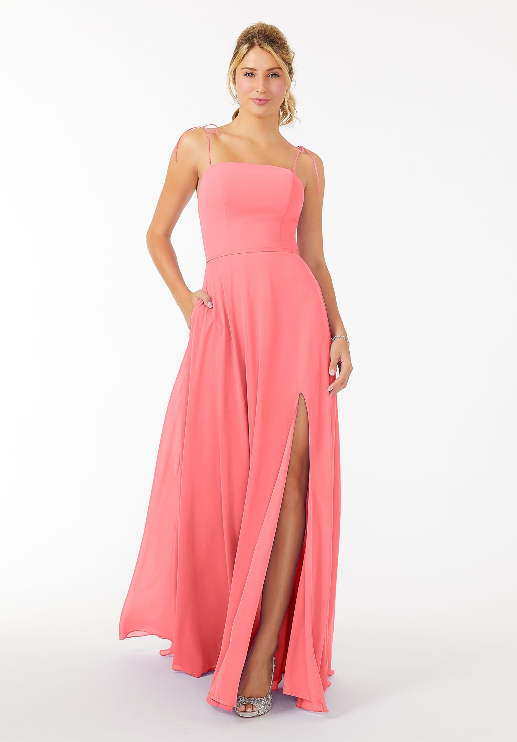 Formal Dresses Long Slit Evening Formal Dress MGNY Madeline Gardner New York 21705 Cantaloupe