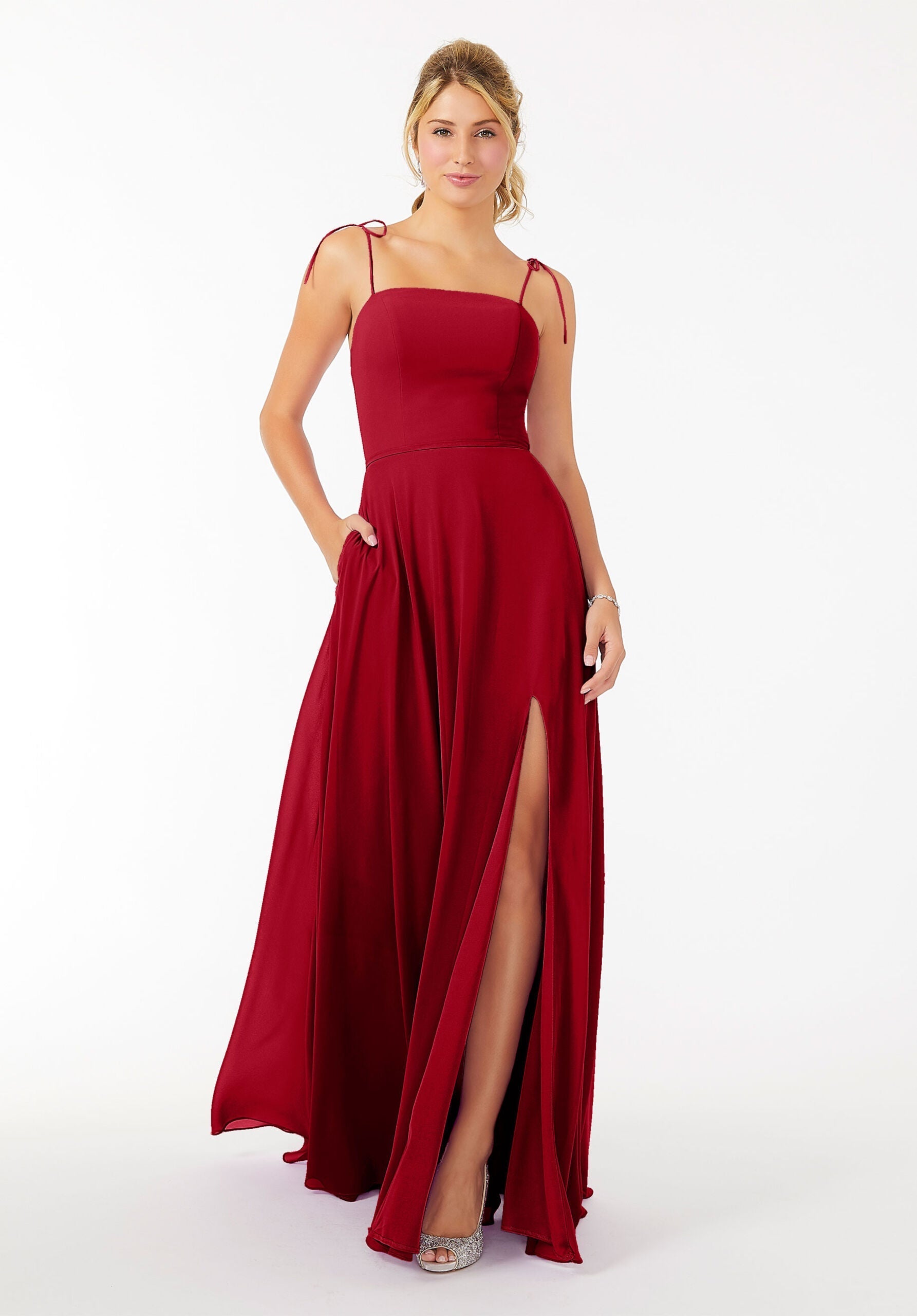 Formal Dresses Long Slit Formal Dress MGNY Madeline Gardner New York 21705 Claret