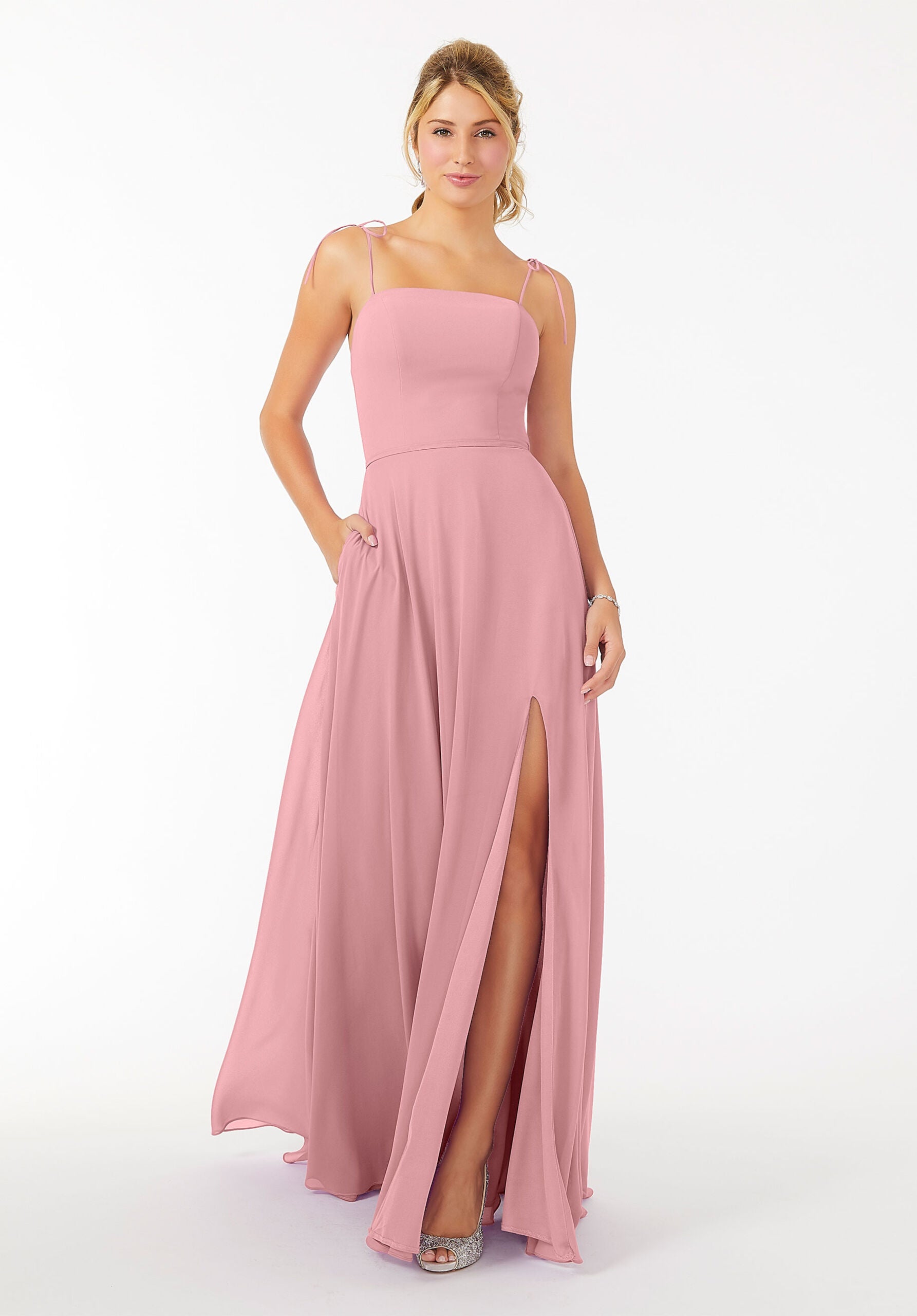 Formal Dresses Formal Long Slit Dress MGNY Madeline Gardner New York 21705 Desert Rose