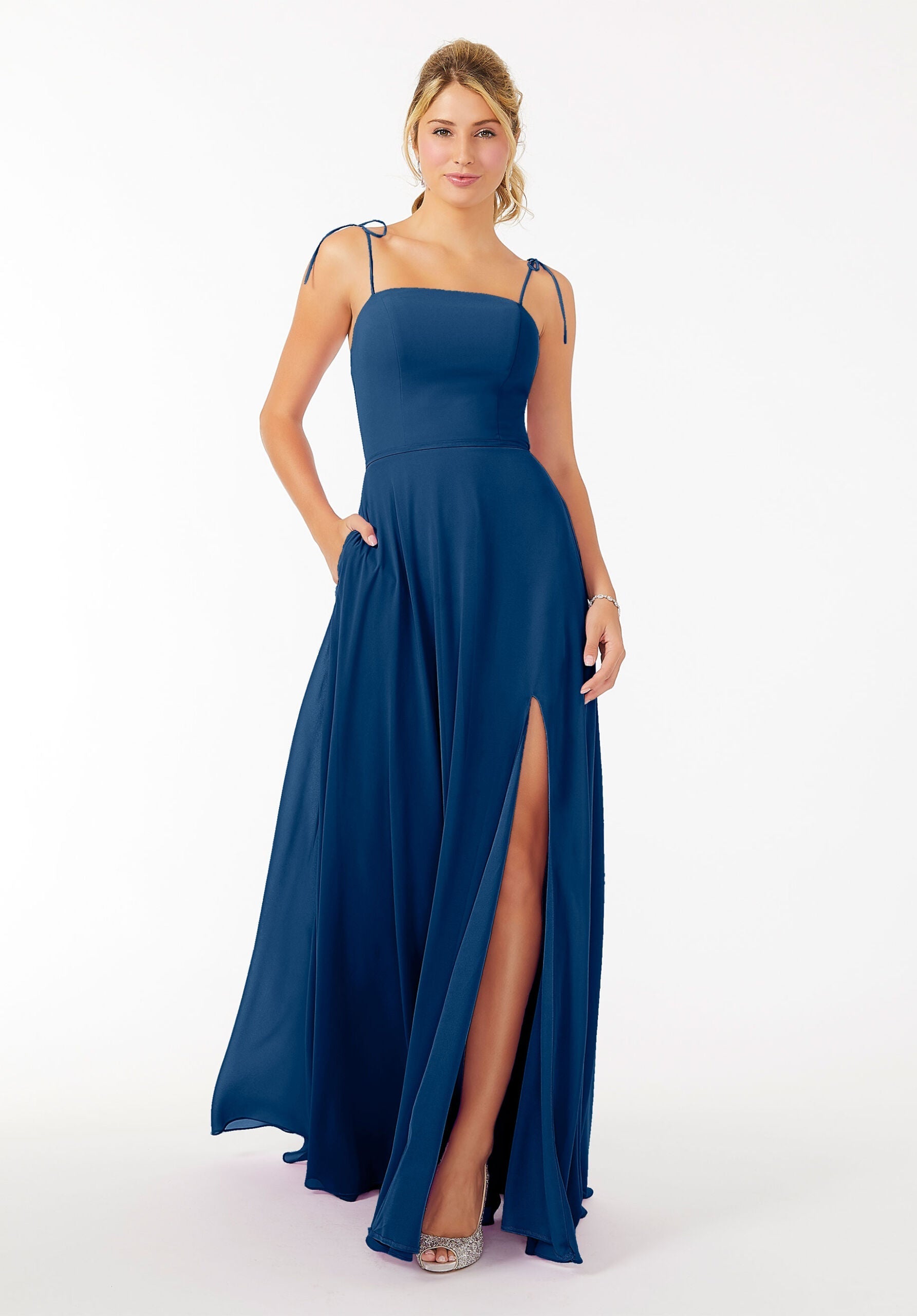 Formal Dresses Slit Formal Long Dress MGNY Madeline Gardner New York 21705 Sapphire