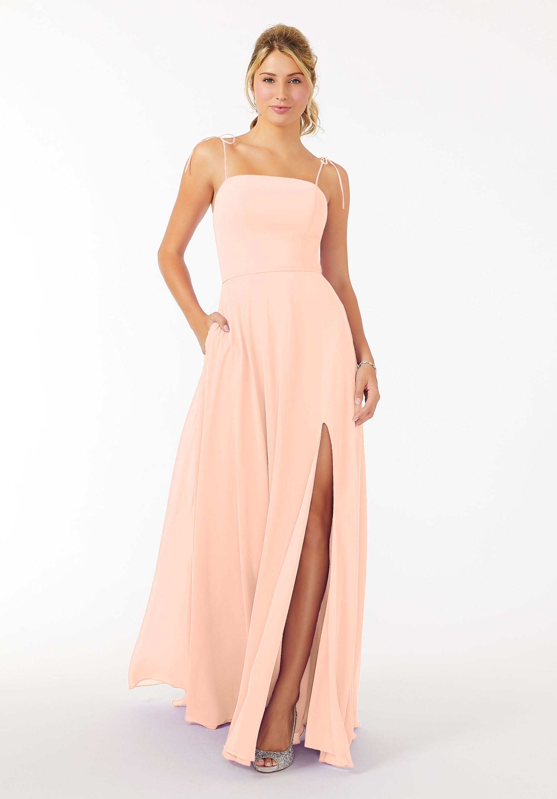 Formal Dresses Long Formal Slit Dress MGNY Madeline Gardner New York 21705 Blush