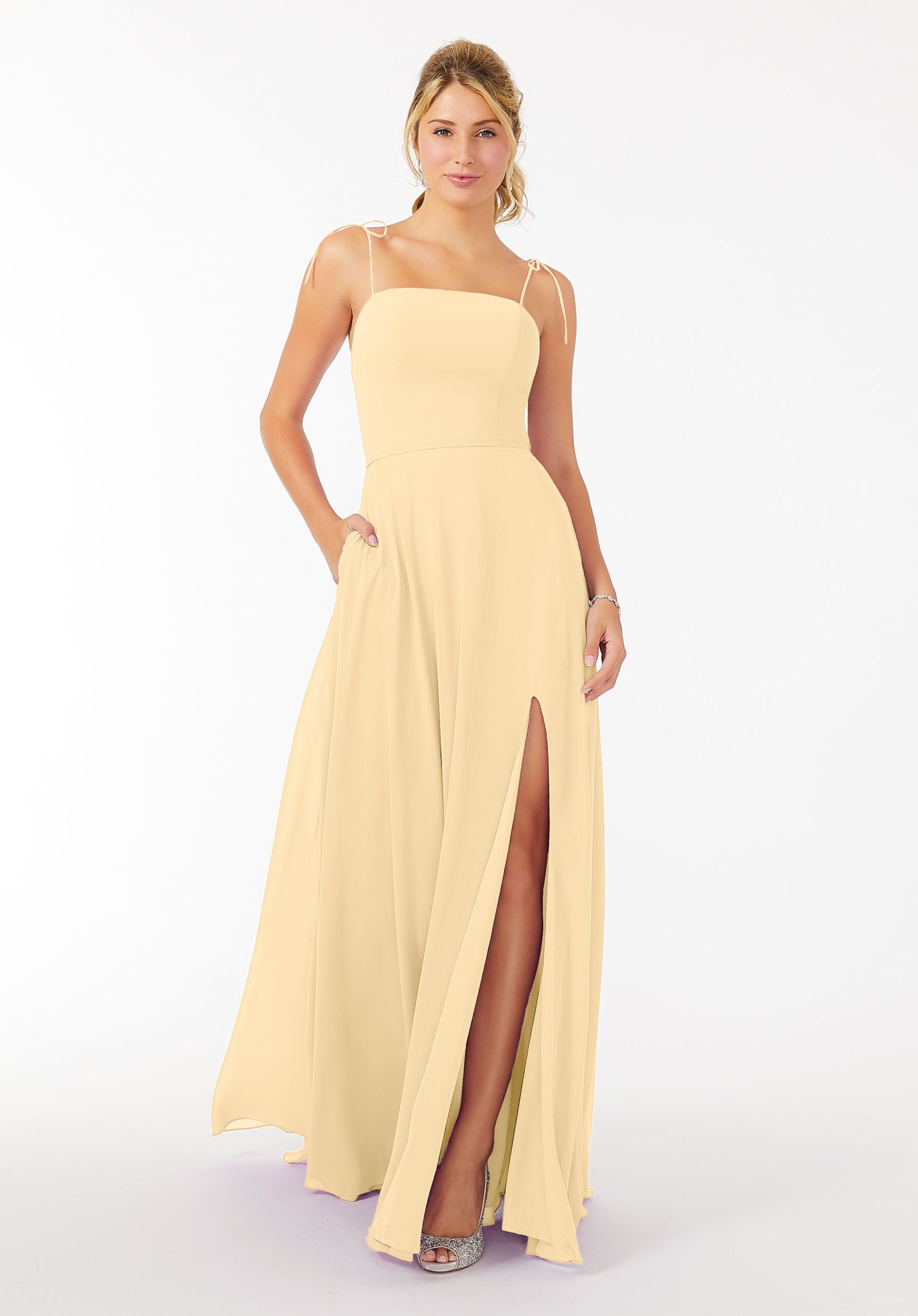 Formal Dresses Long Slit Formal Dress MGNY Madeline Gardner New York 21705 Buttercup