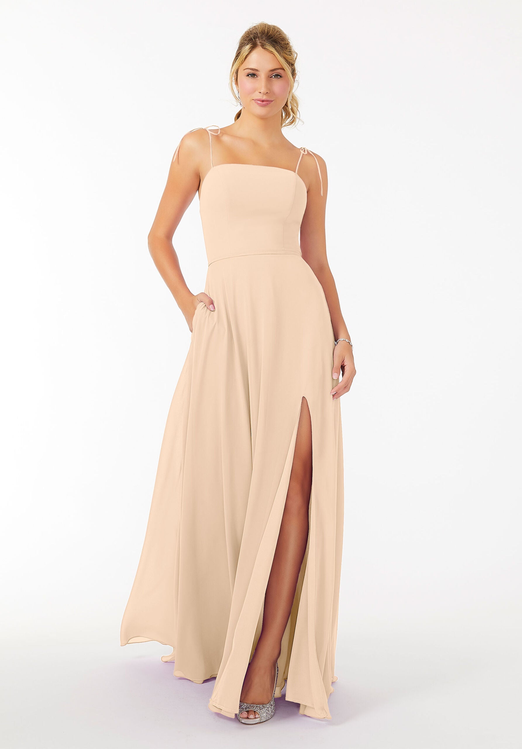 Formal Dresses Long Slit Formal Dress MGNY Madeline Gardner New York 21705 Champagne
