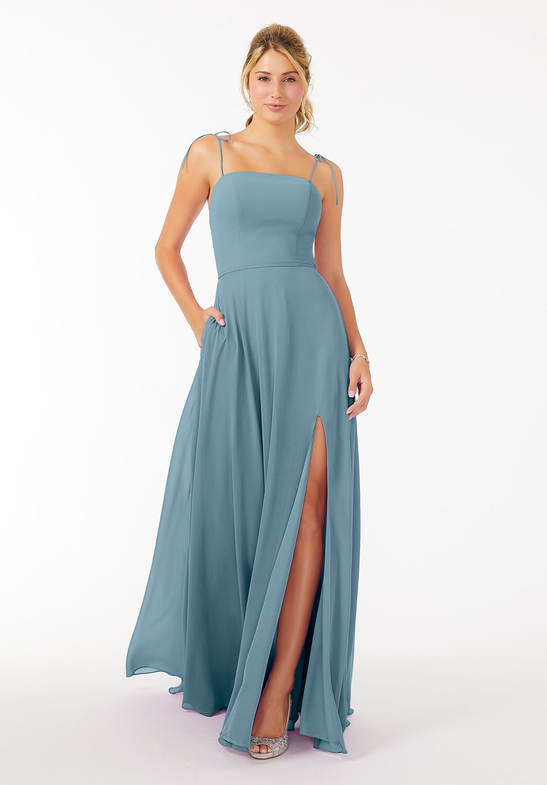 Formal Dresses Slit Formal Long Evening Dress MGNY Madeline Gardner New York 21705 Slate
