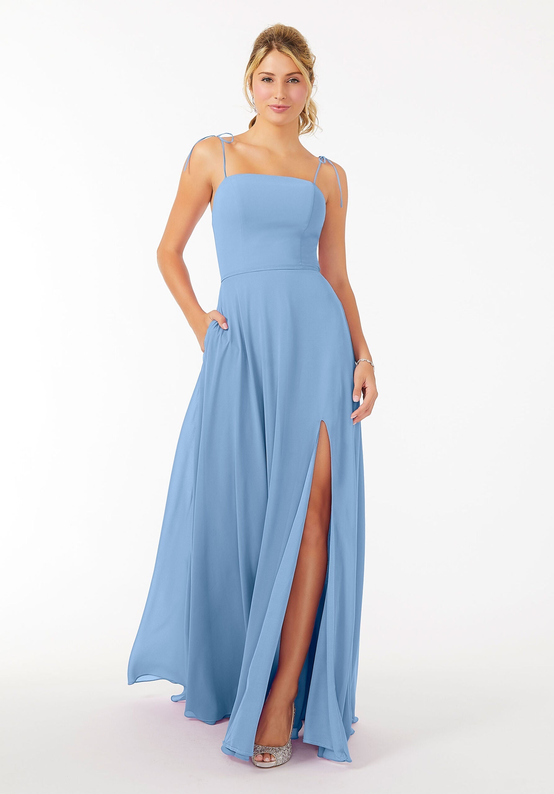 Formal Dresses Formal Long Slit Dress MGNY Madeline Gardner New York 21705 Cornflower