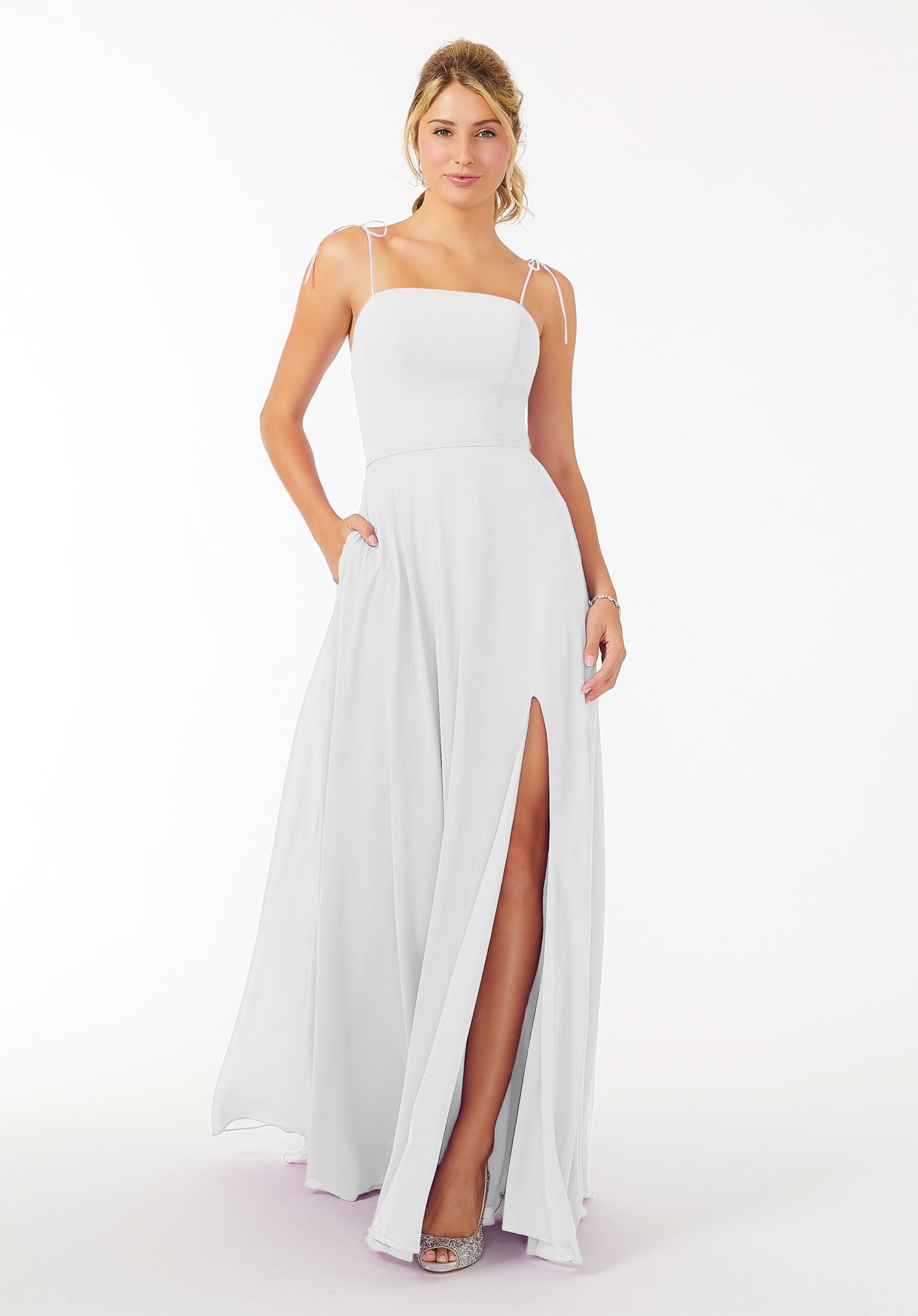 Wedding Dresses Formal Evening Long Slit Dress MGNY Madeline Gardner New York 21705 White