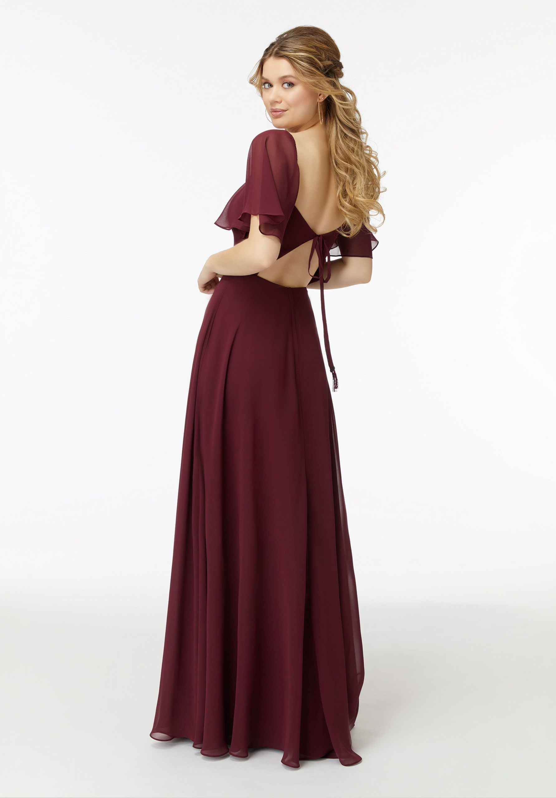Formal Dresses Long Slit A Line Formal Dress MGNY Madeline Gardner New York 21722 Bordeaux