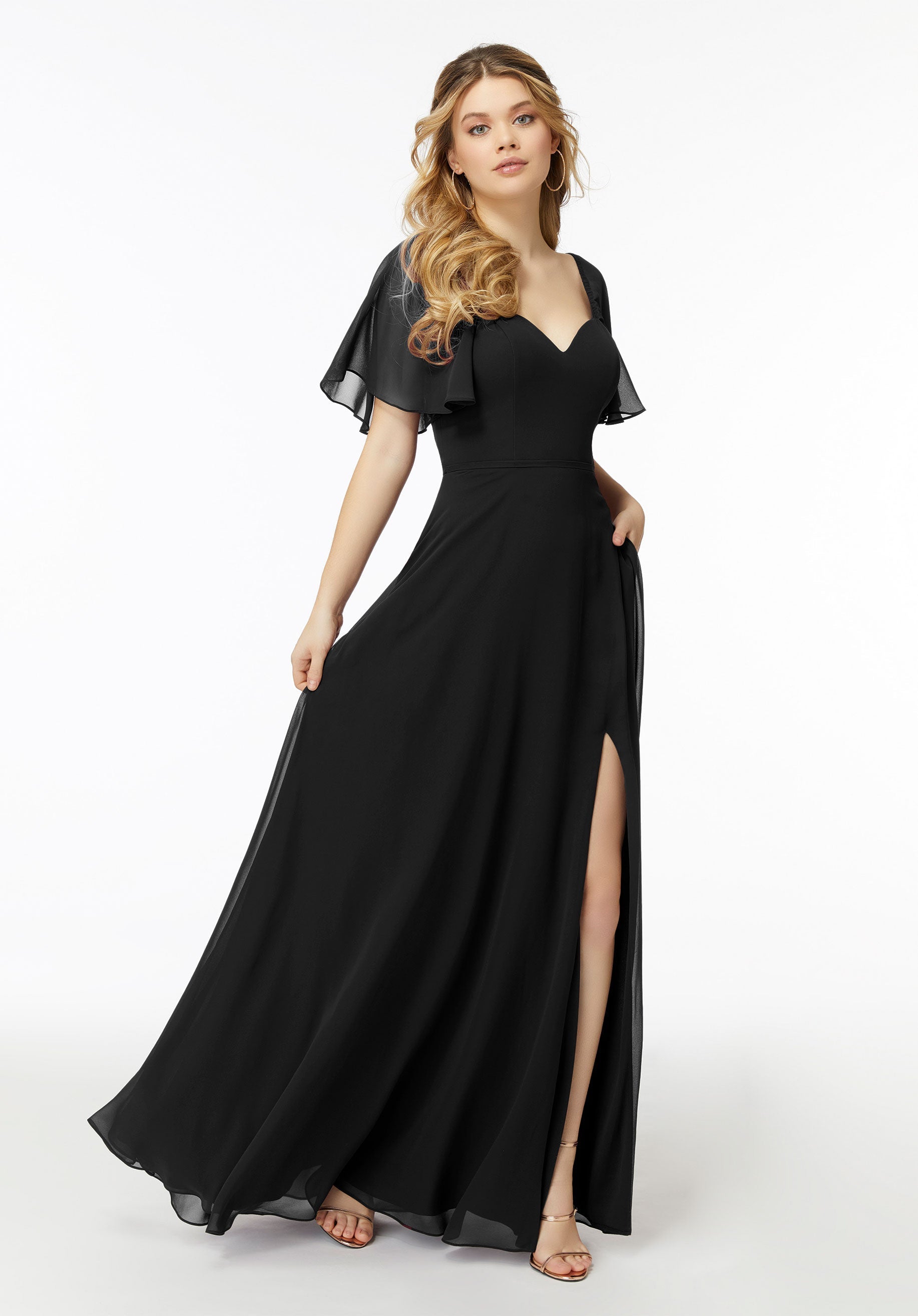 Formal Dresses Long Slit A Line Formal Dress MGNY Madeline Gardner New York 21722 Black