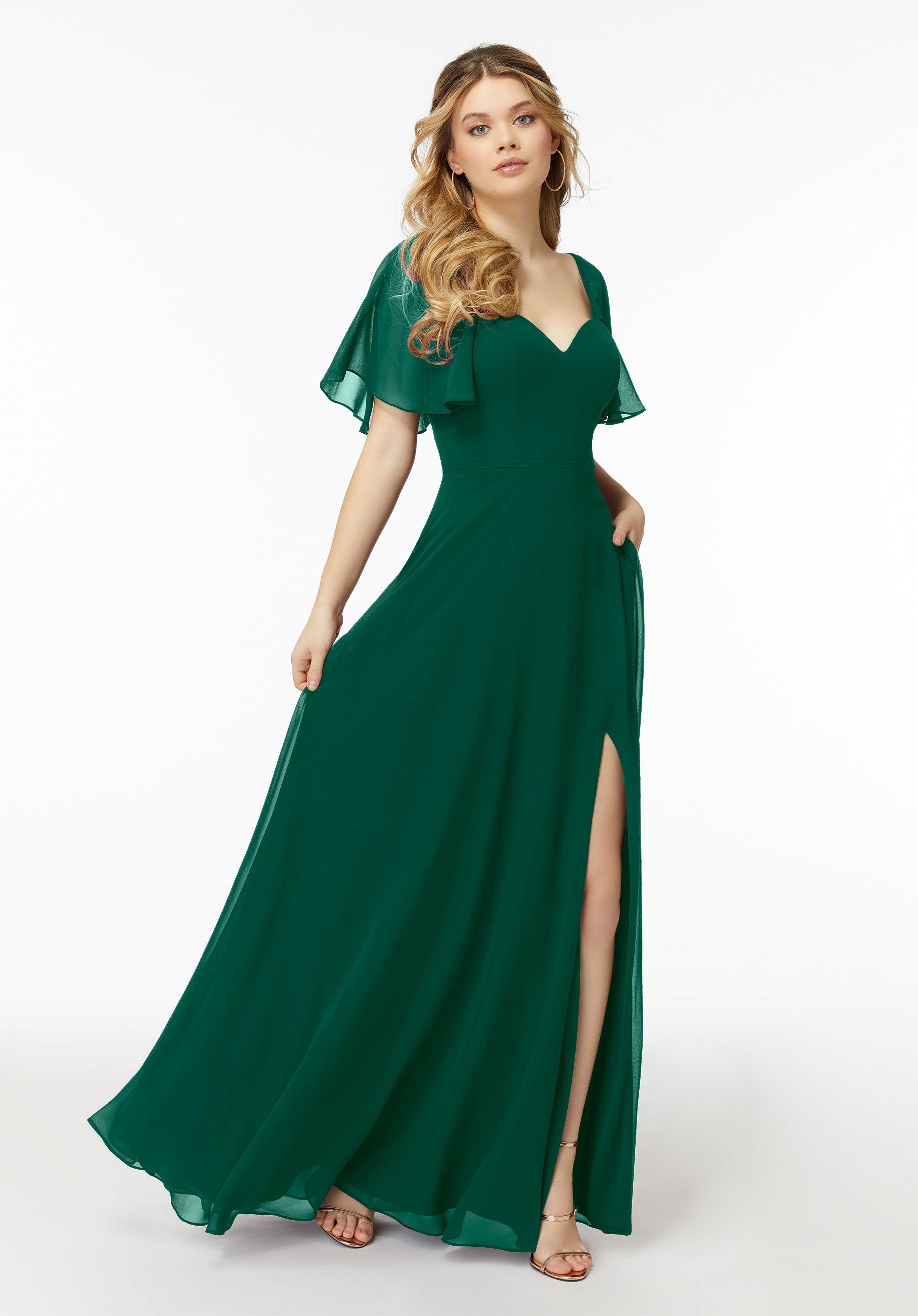Formal Dresses Long A Line Formal Slit Dress MGNY Madeline Gardner New York 21722 Emerald