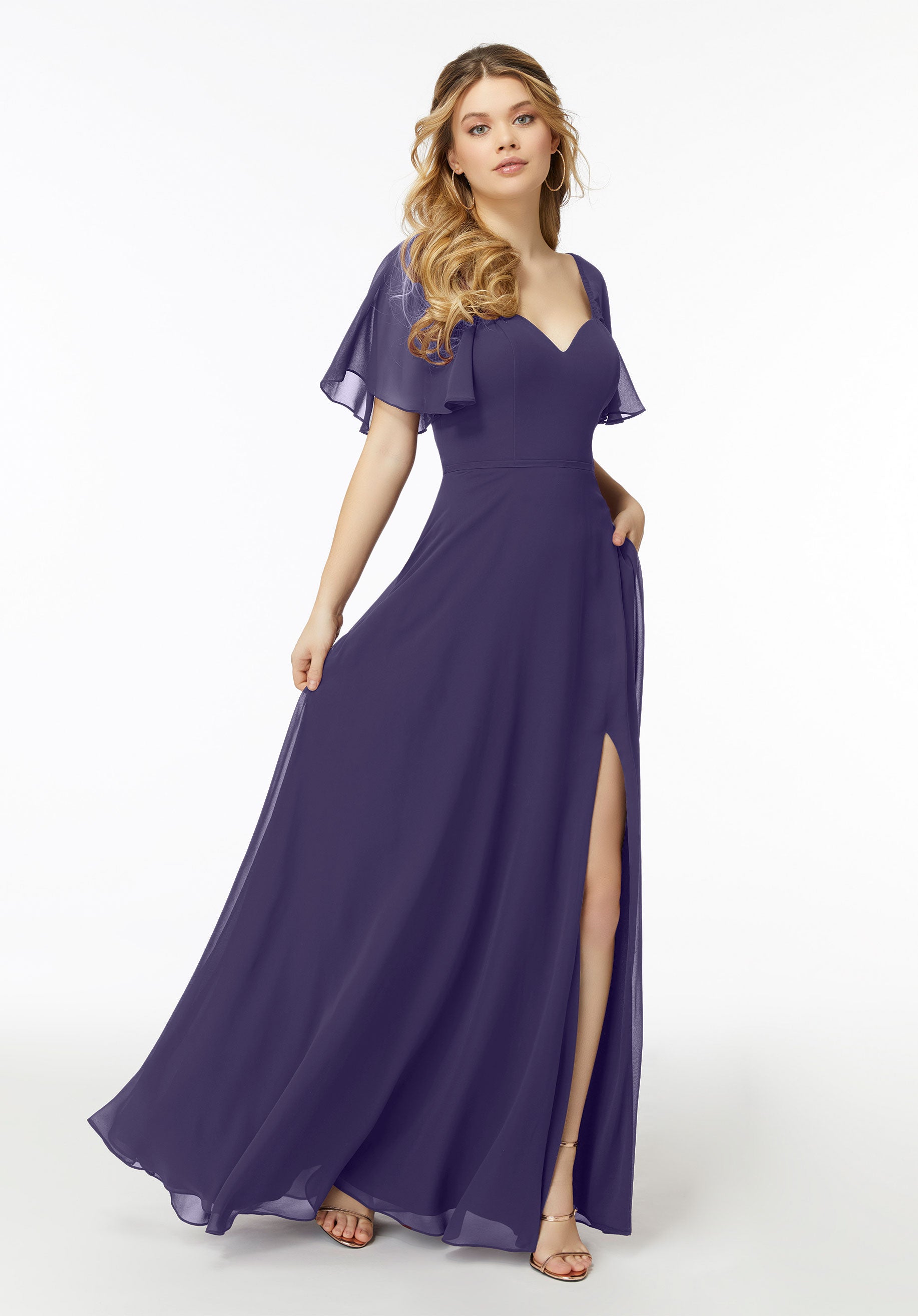 Formal Dresses Formal Long A Line Slit Dress MGNY Madeline Gardner New York 21722 Storm