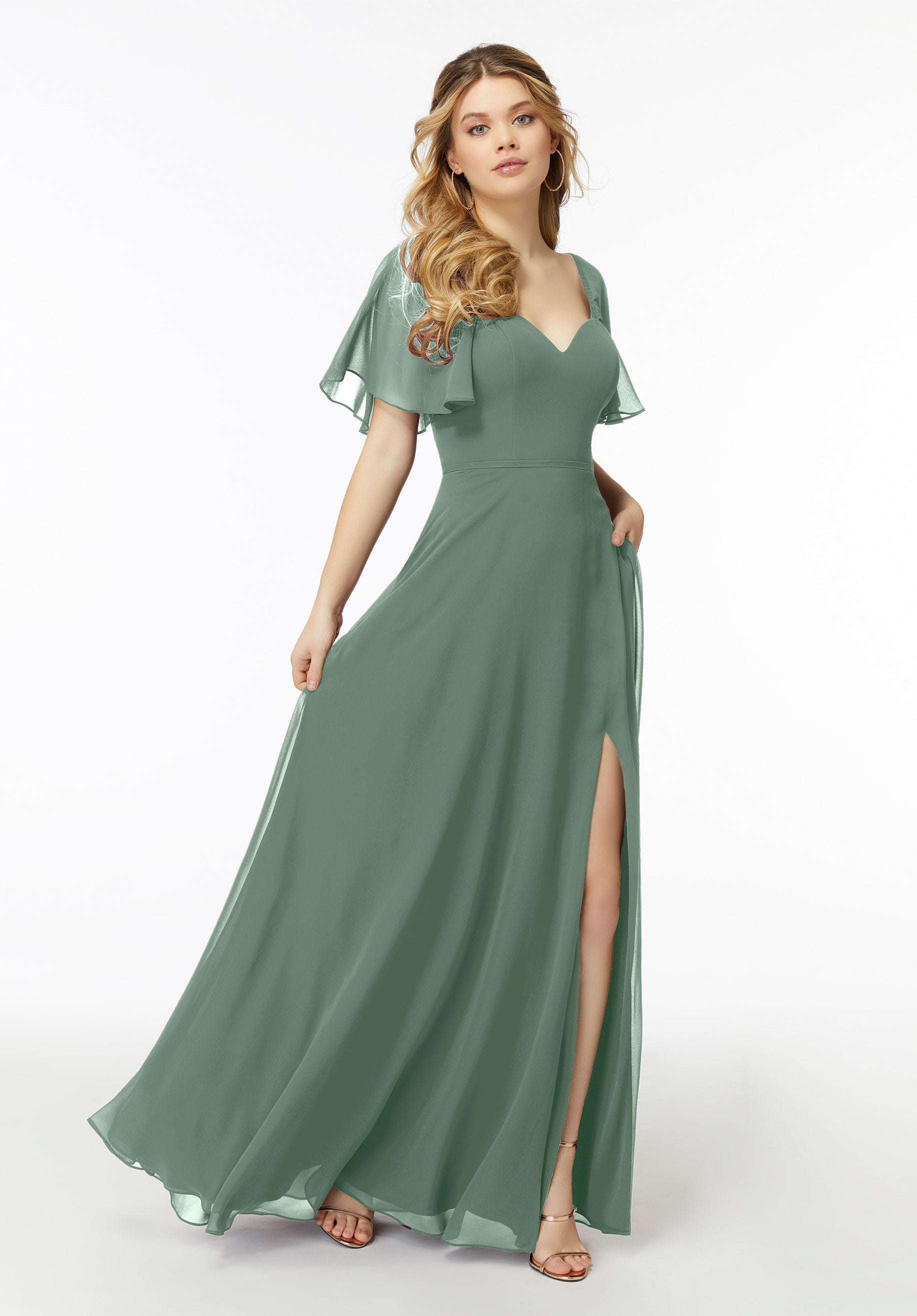 Formal Dresses Long A Line Formal Slit Dress MGNY Madeline Gardner New York 21722 Deep Sea