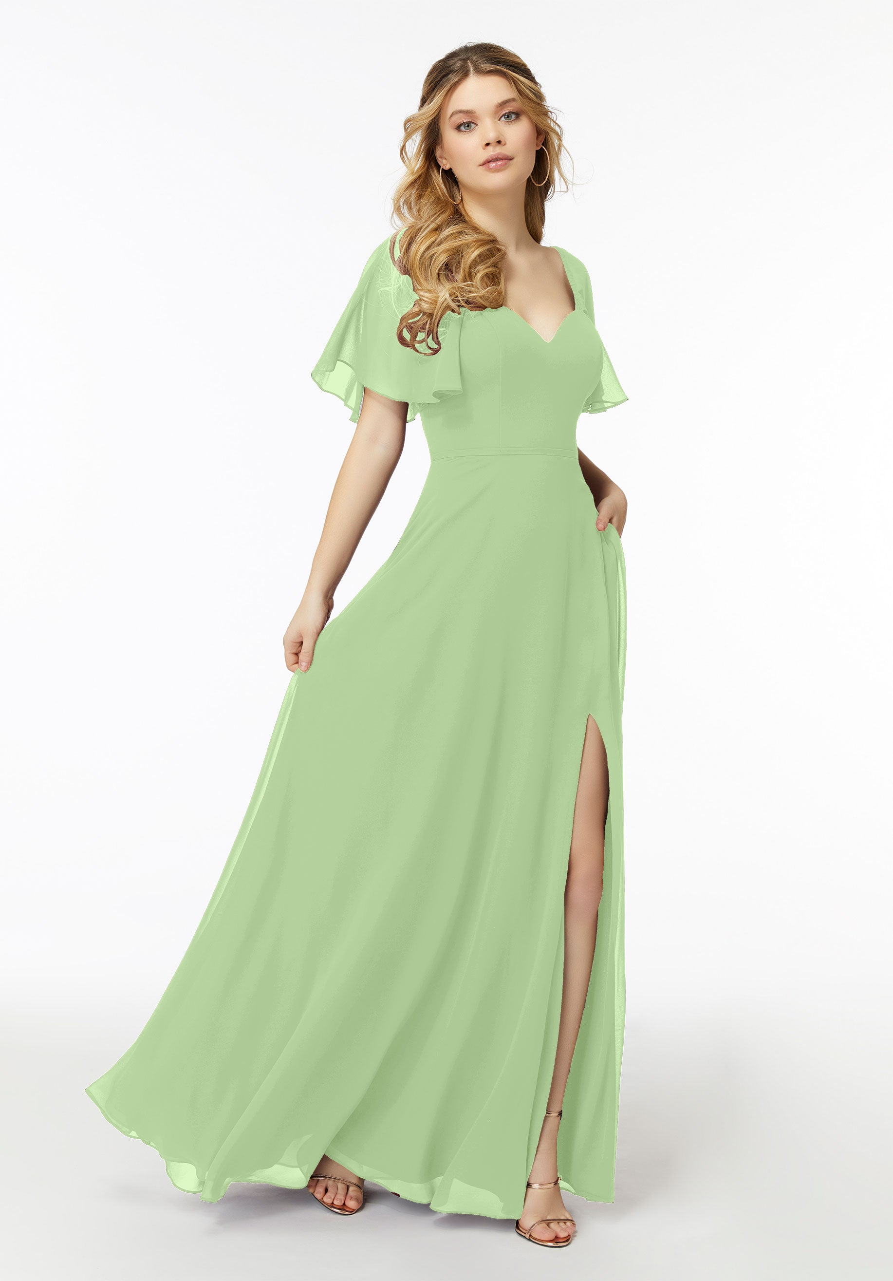 Formal Dresses Formal Long Slit A Line Dress MGNY Madeline Gardner New York 21722 Sage