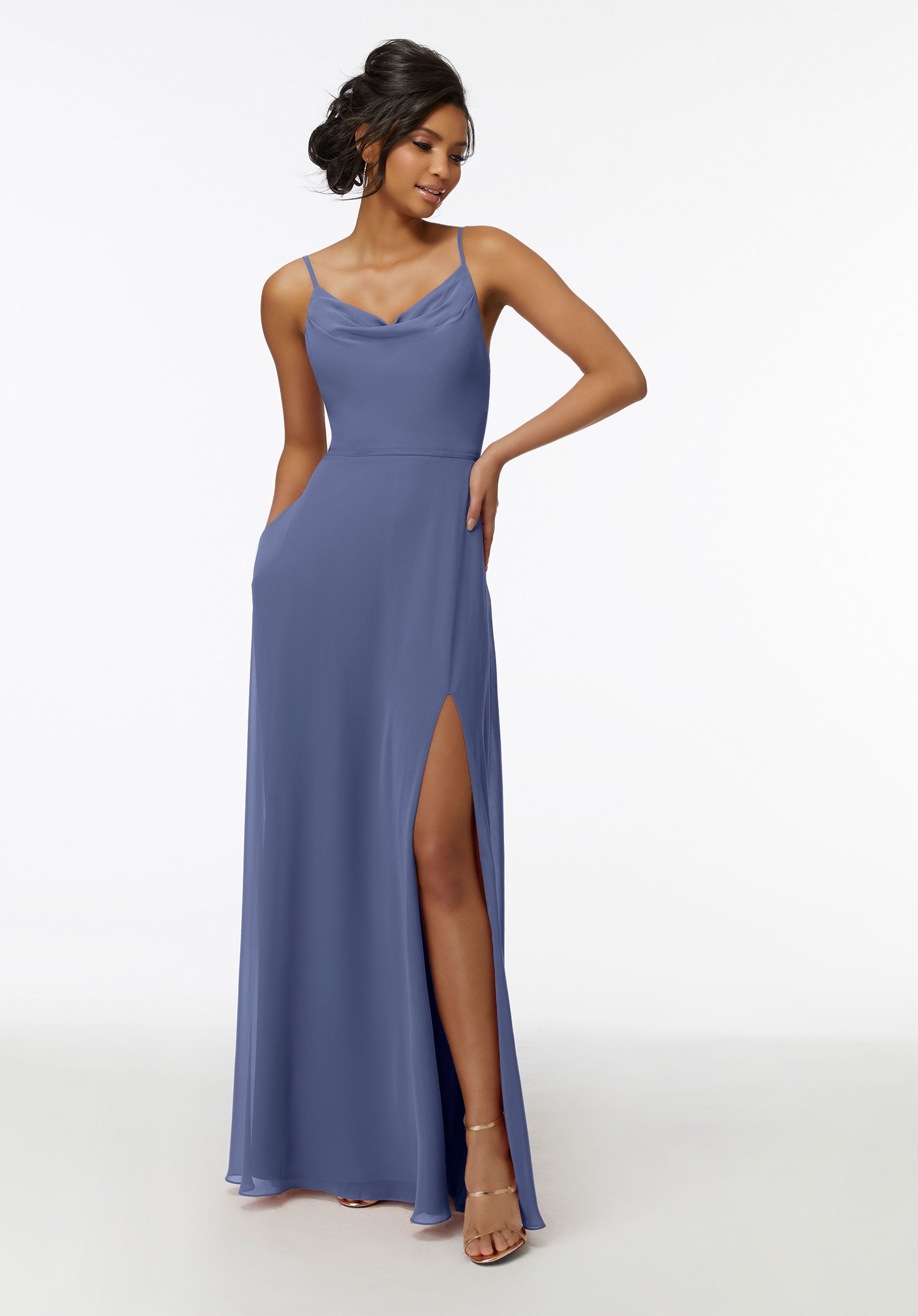 Formal Dresses Long Slit A Line Formal Dress MGNY Madeline Gardner New York 21732 Dusk