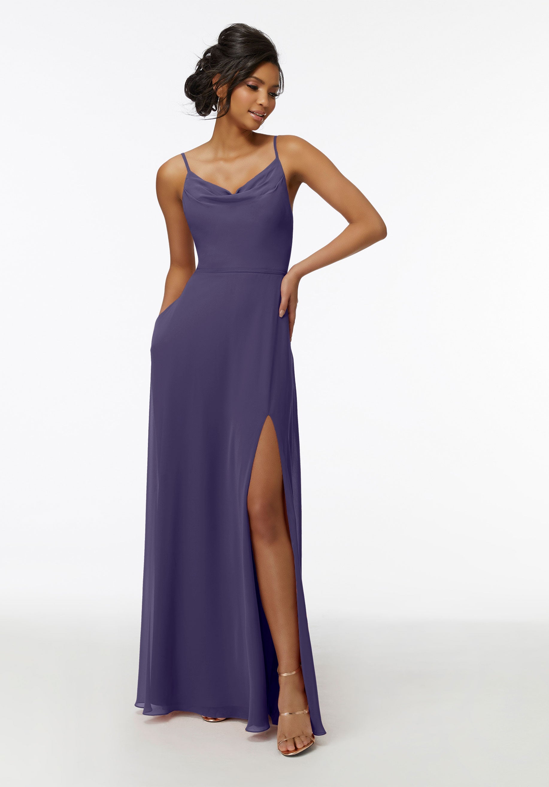 Formal Dresses Formal Slit A Line Long Dress MGNY Madeline Gardner New York 21732 Storm