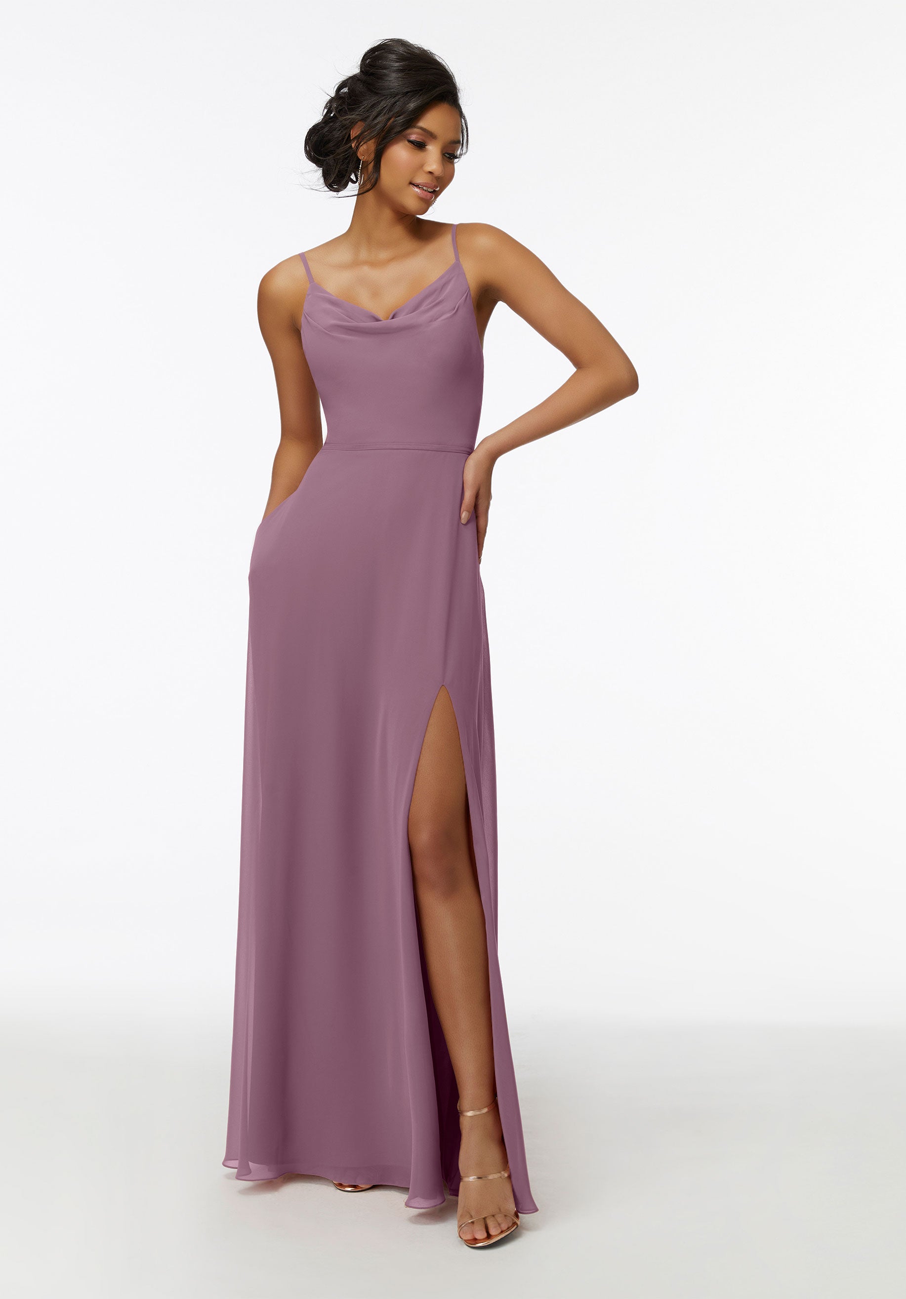 Formal Dresses Formal Long A Line Slit Dress MGNY Madeline Gardner New York 21732 French Lilac