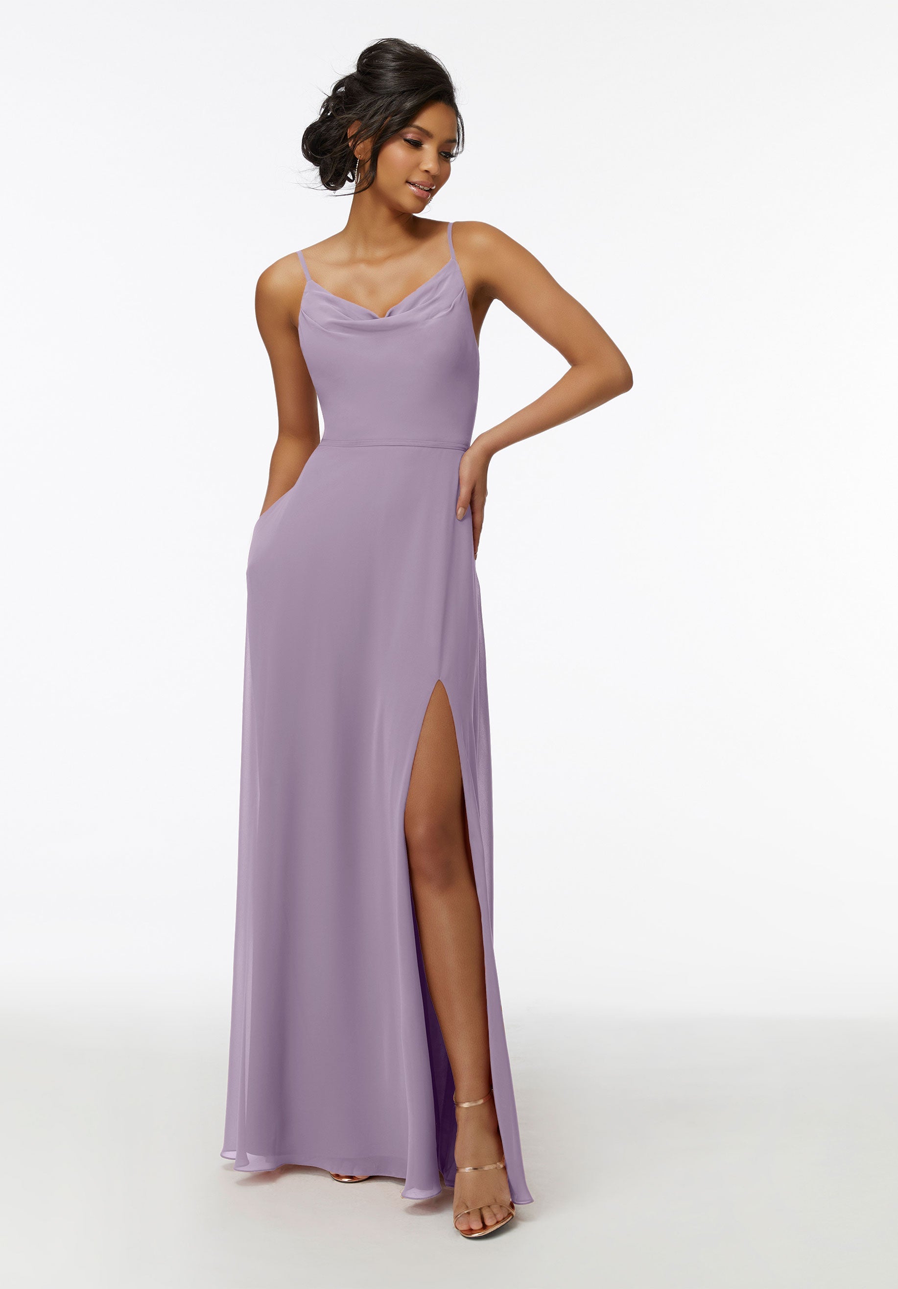 Formal Dresses Formal Slit A Line Long Dress MGNY Madeline Gardner New York 21732 Violet