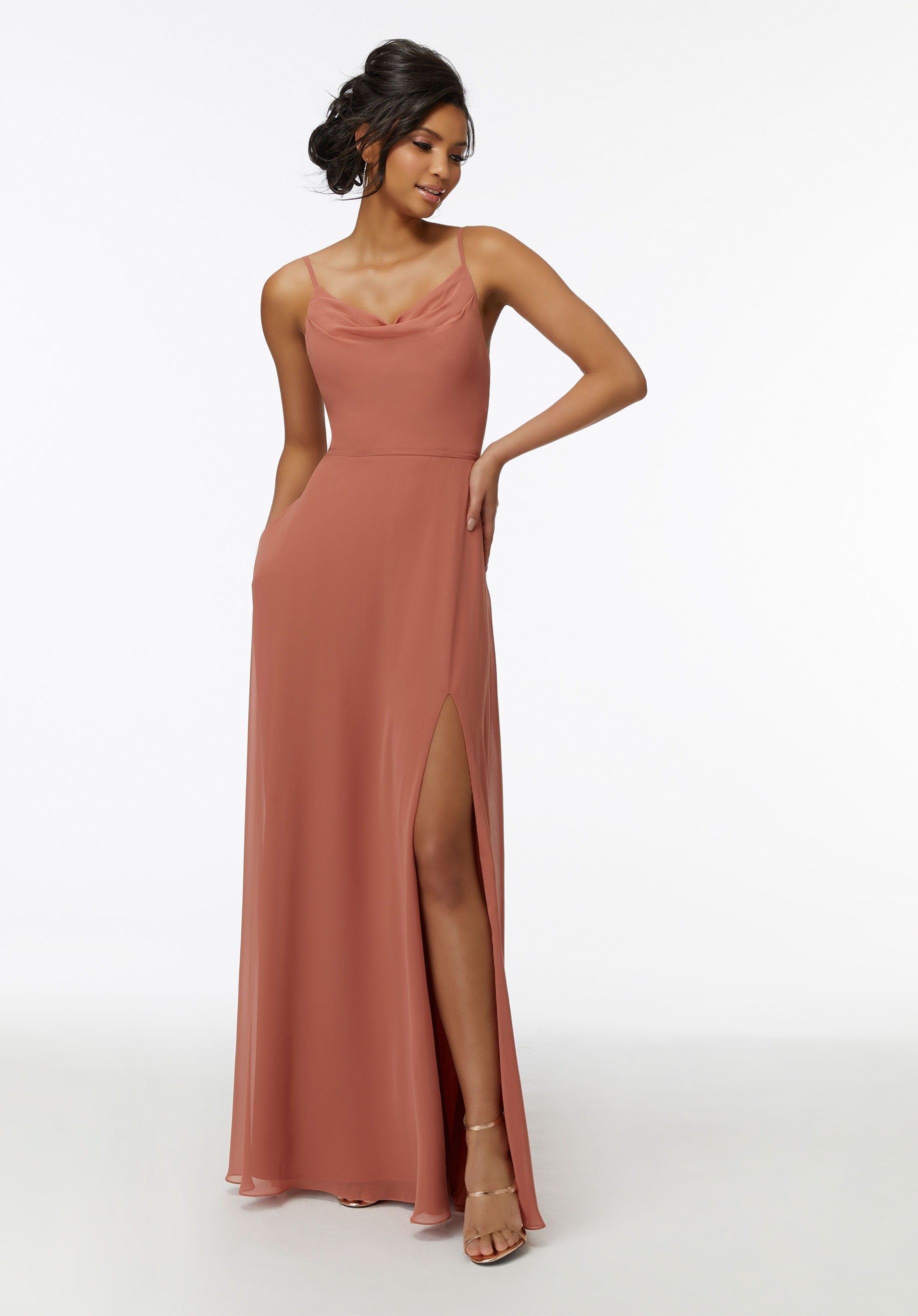 Formal Dresses Formal Slit Long A Line Dress MGNY Madeline Gardner New York 21732 Spice