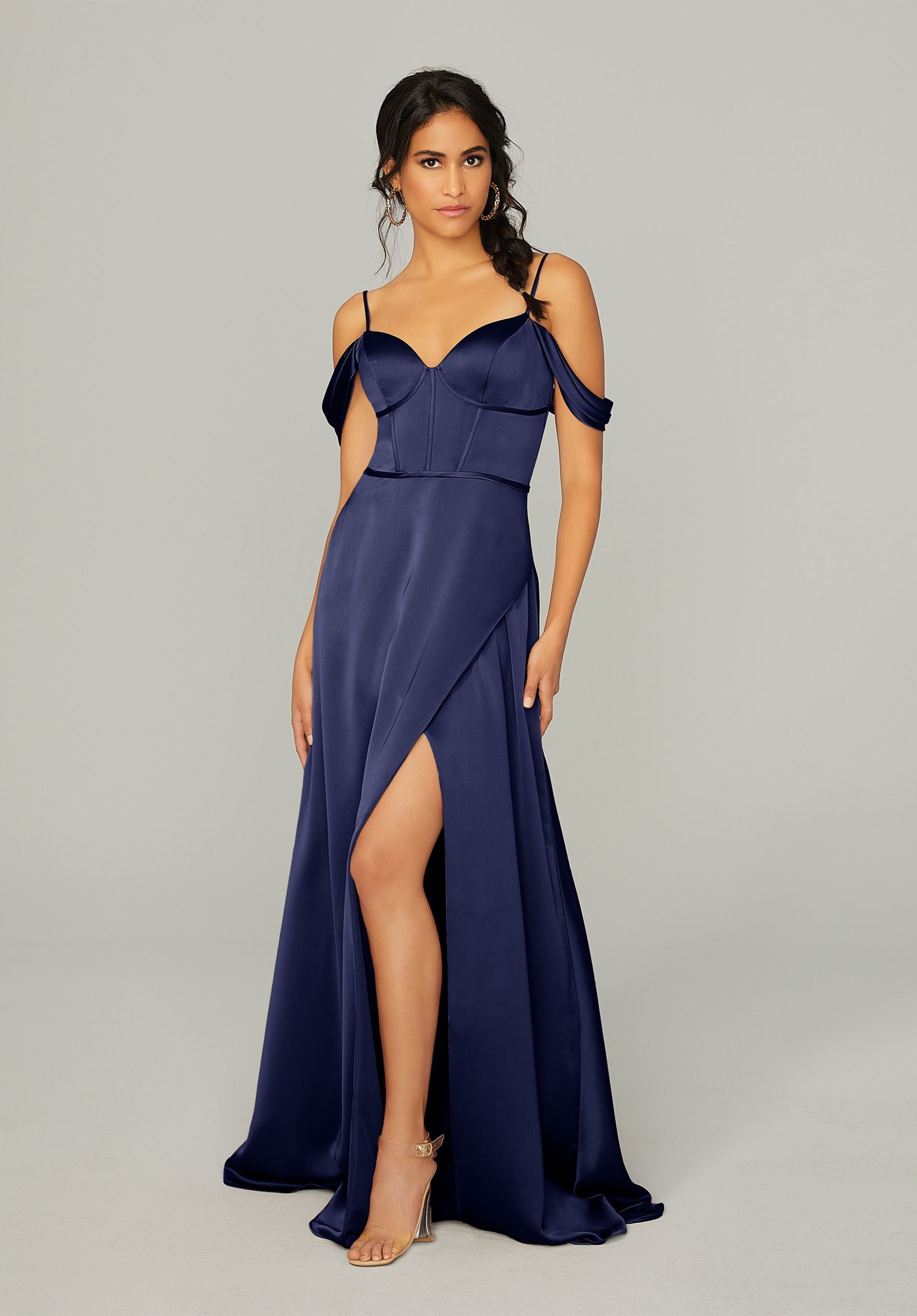 Formal Dresses Formal Long Slit A Line Dress MGNY Madeline Gardner New York 21751 Sapphire