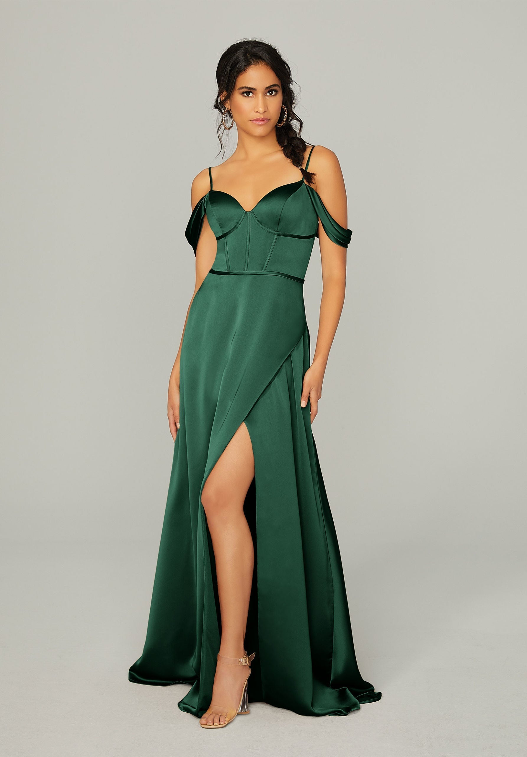Formal Dresses Formal Long A Line Slit Dress MGNY Madeline Gardner New York 21751 Emerald
