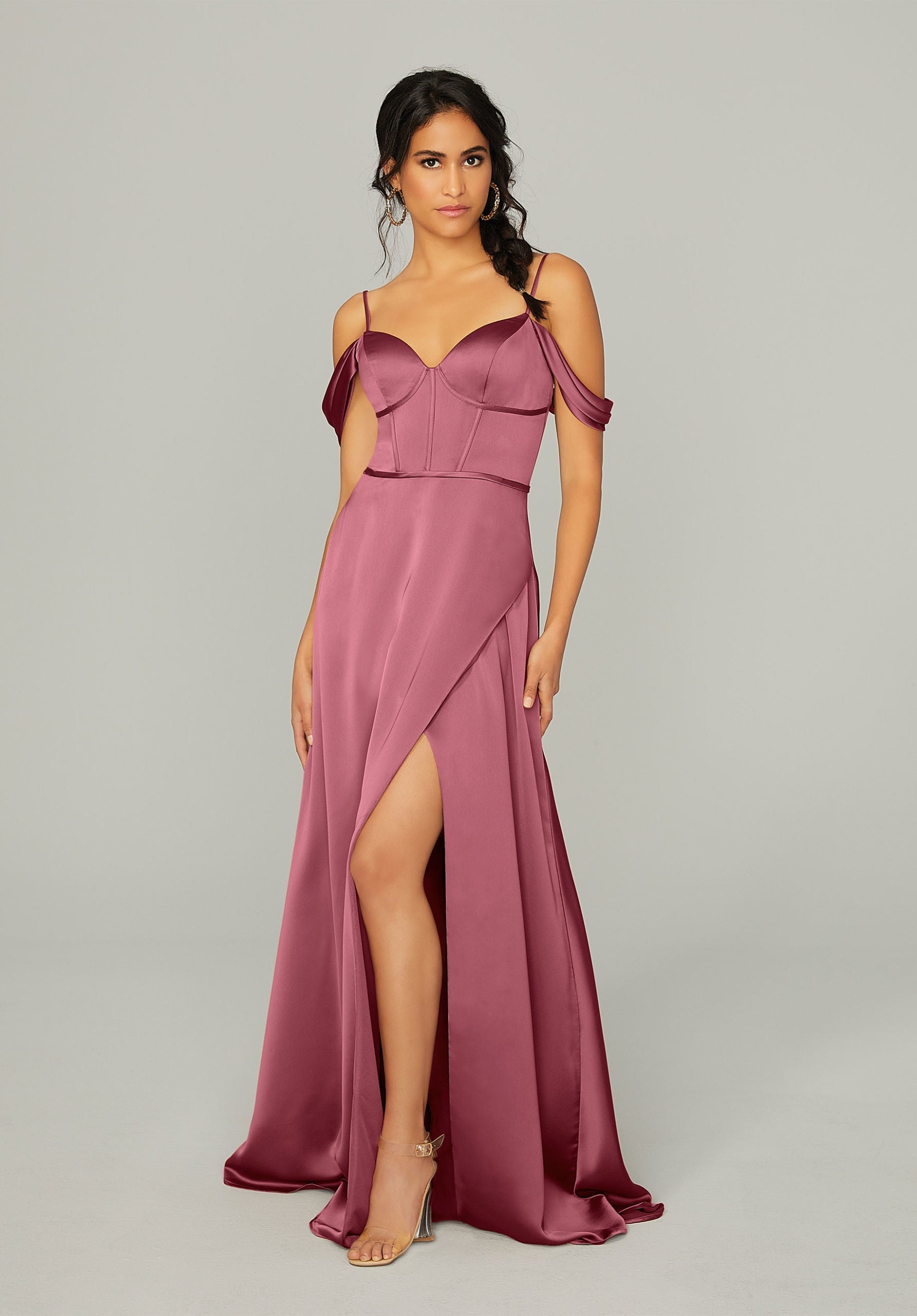 Formal Dresses Formal Long Slit A Line Dress MGNY Madeline Gardner New York 21751 Rosewood