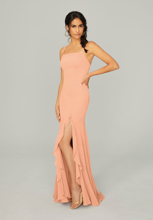 Ruffle Formal Long Slit Dress MGNY Madeline Gardner New York 21752