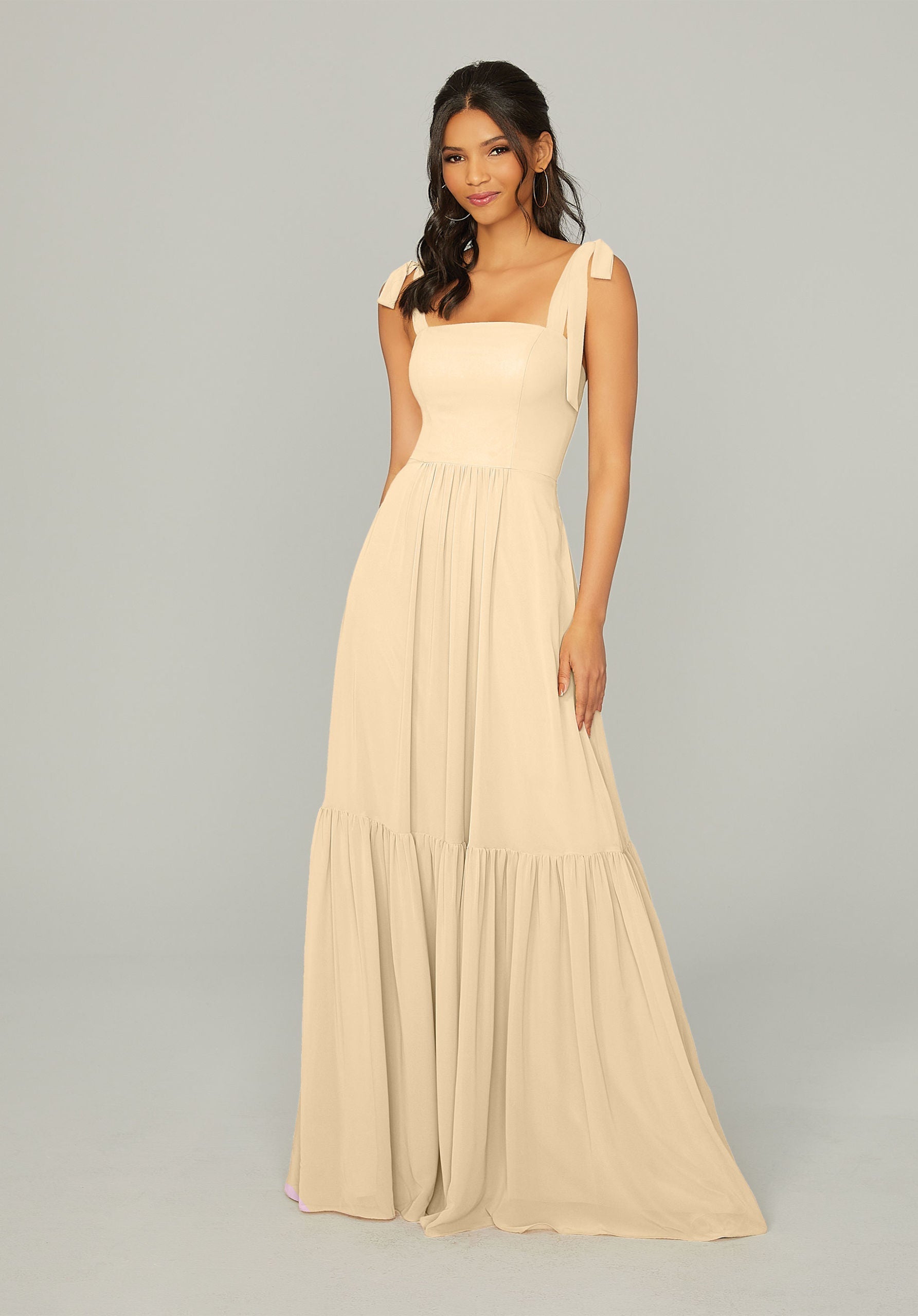Formal Dresses Long Ruffle Formal Evening Dress MGNY Madeline Gardner New York 21753 Buttercream