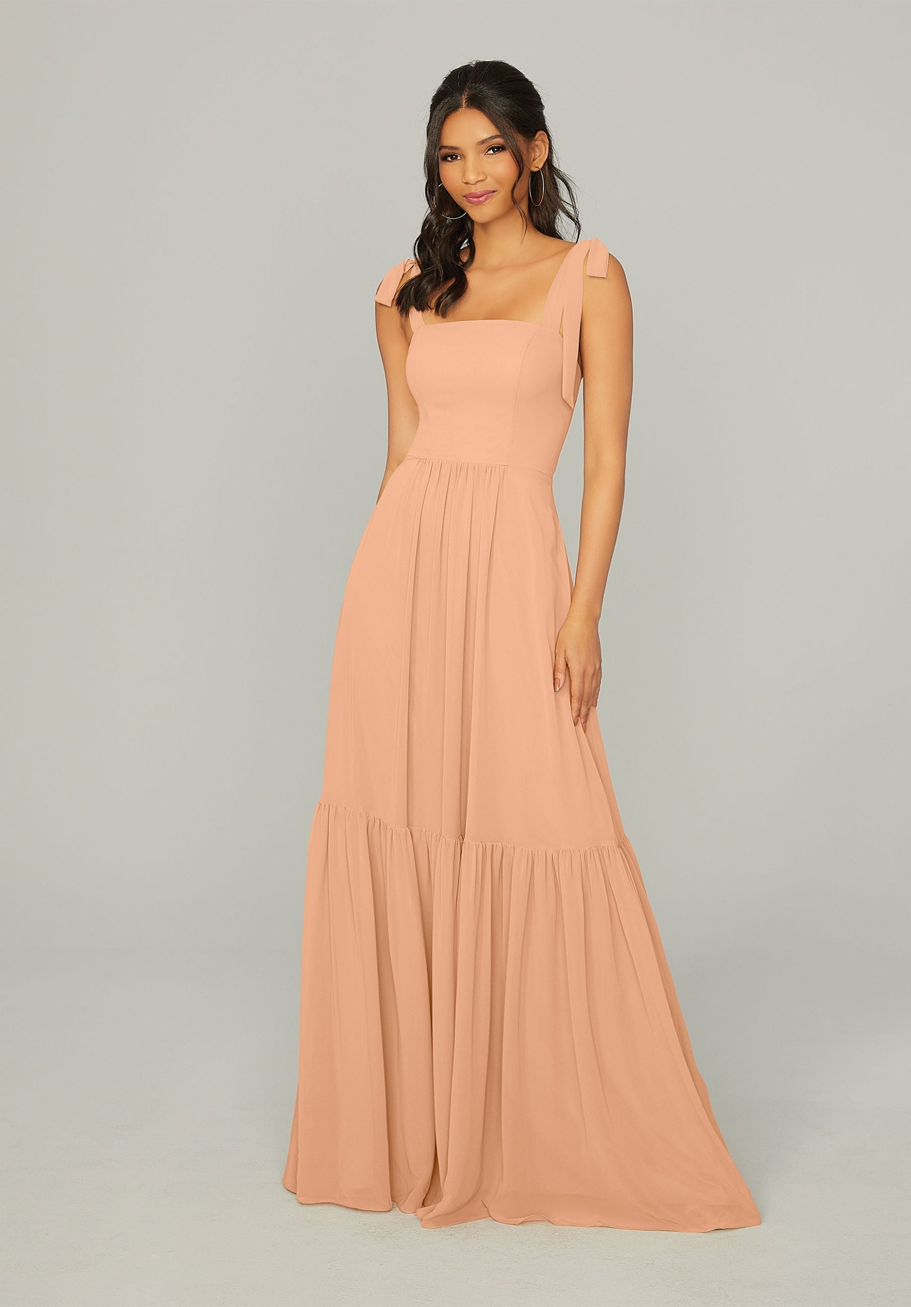 Formal Dresses Evening Ruffle Long Formal Dress MGNY Madeline Gardner New York 21753 Sorbet