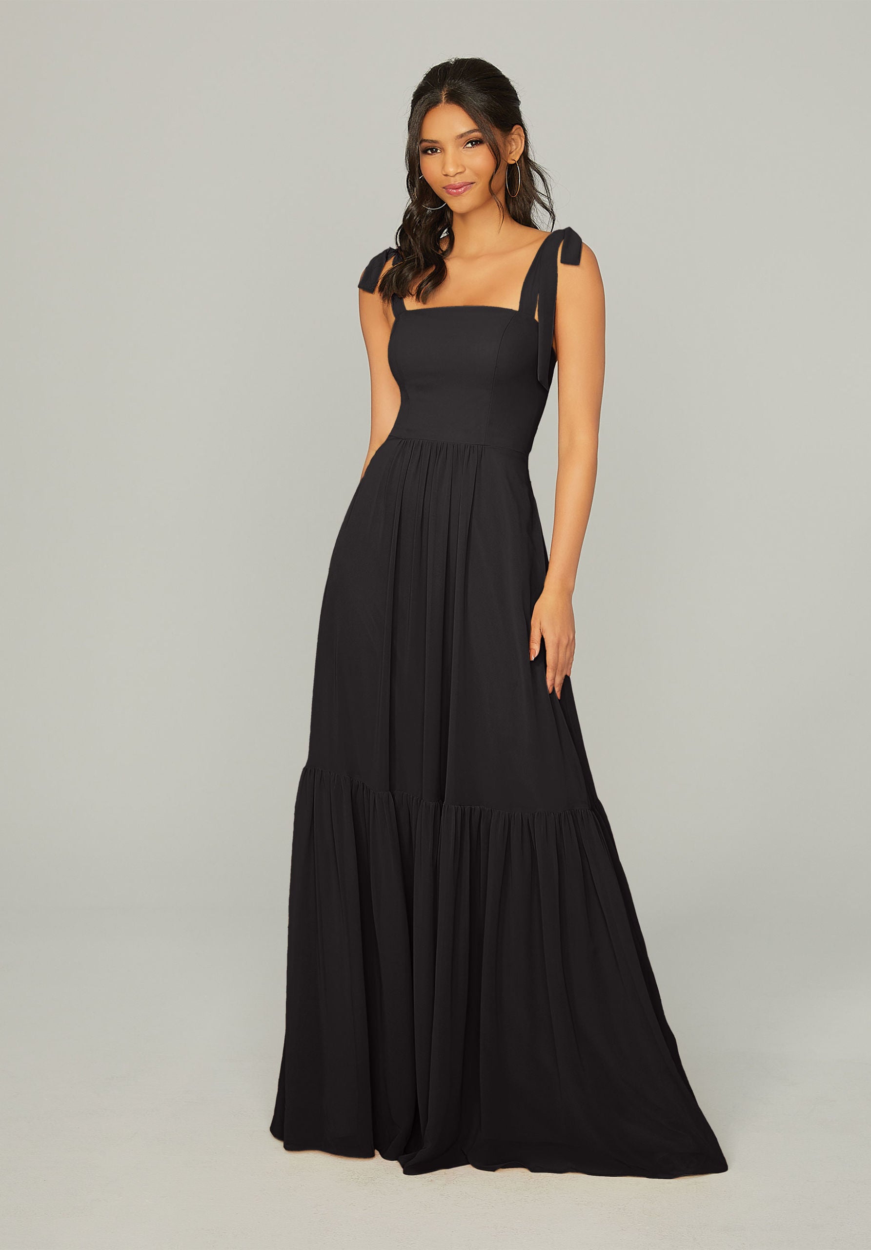 Formal Dresses Ruffle Long Formal Evening Dress MGNY Madeline Gardner New York 21753 Black