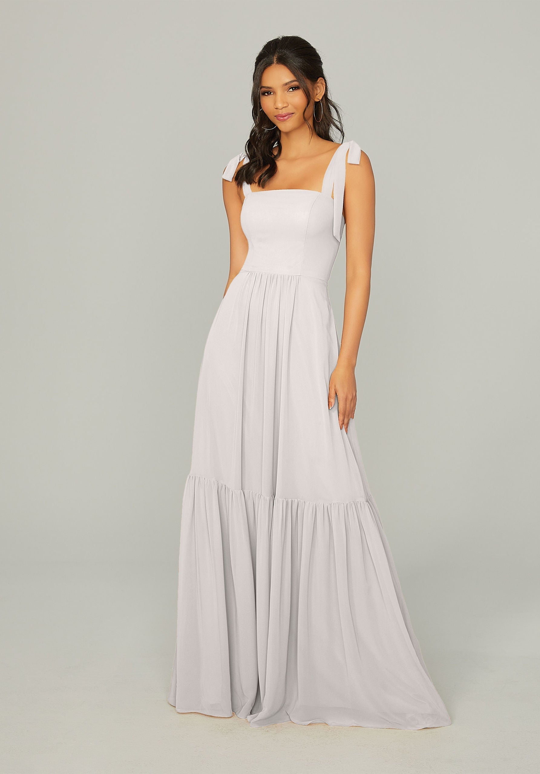 Formal Dresses Evening Ruffle Long Formal Dress MGNY Madeline Gardner New York 21753 Silver
