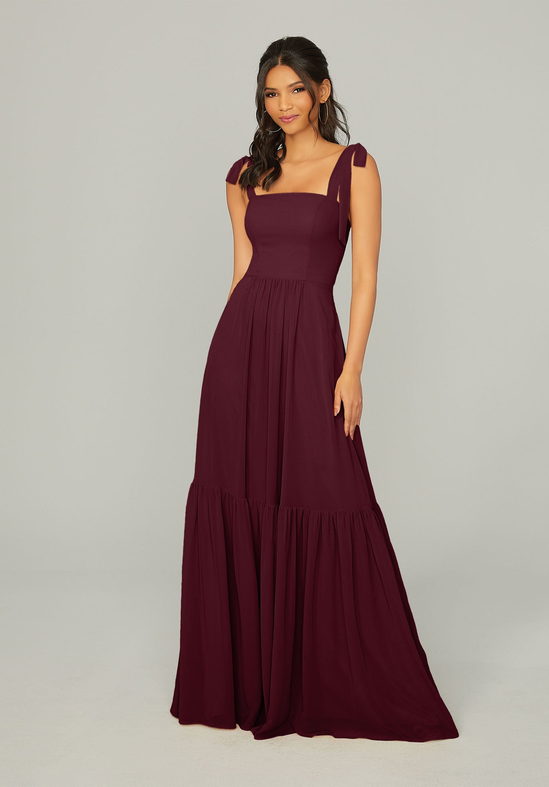 Formal Dresses Long Ruffle Formal Evening Dress MGNY Madeline Gardner New York 21753 Bordeaux