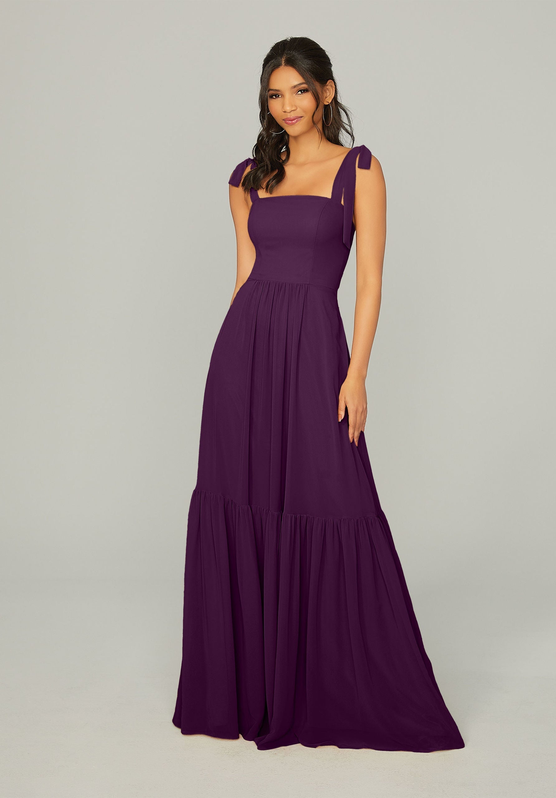 Formal Dresses Ruffle Formal Long Evening Dress MGNY Madeline Gardner New York 21753 Eggplant