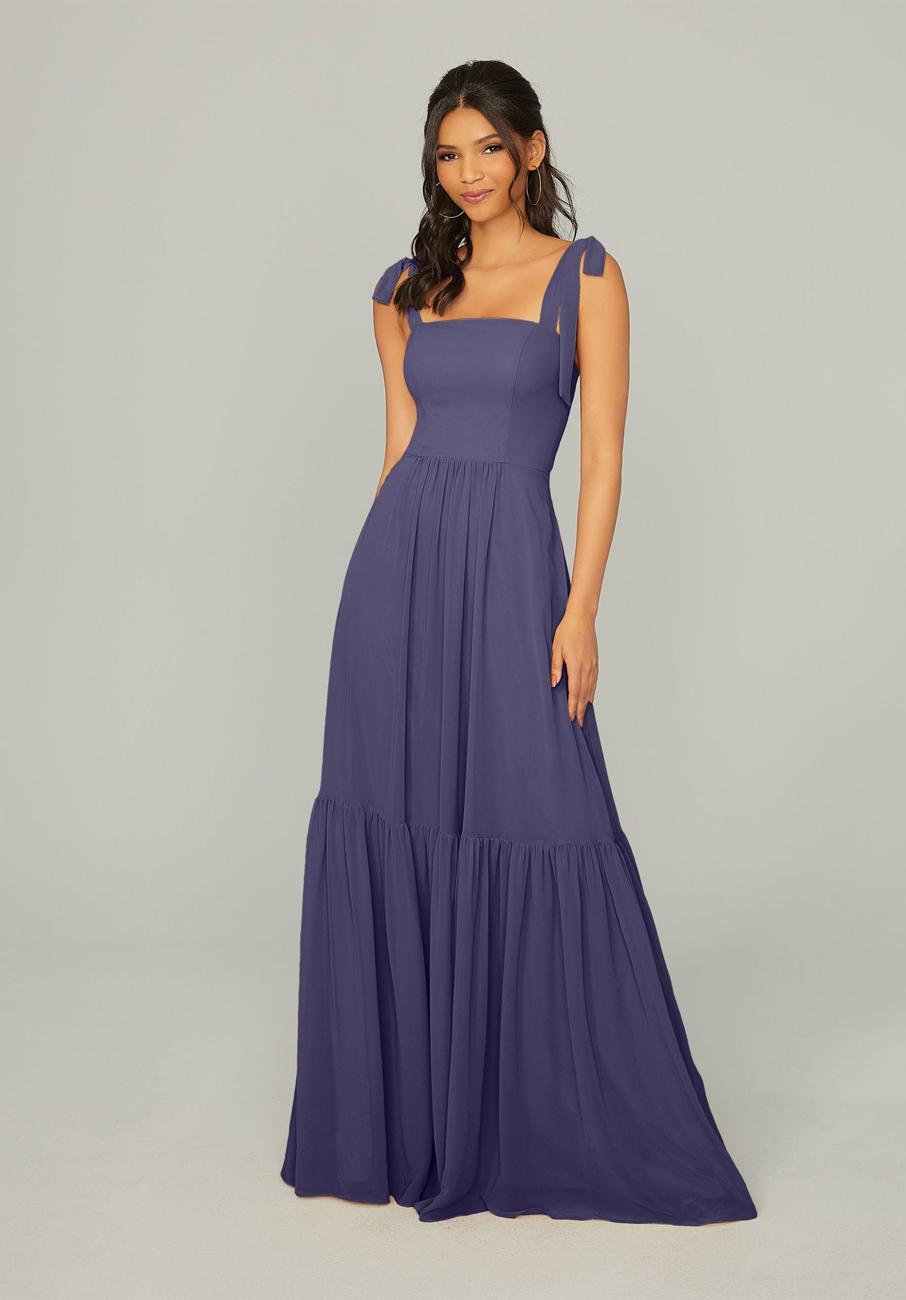 Formal Dresses Evening Long Ruffle Formal Dress MGNY Madeline Gardner New York 21753 Storm