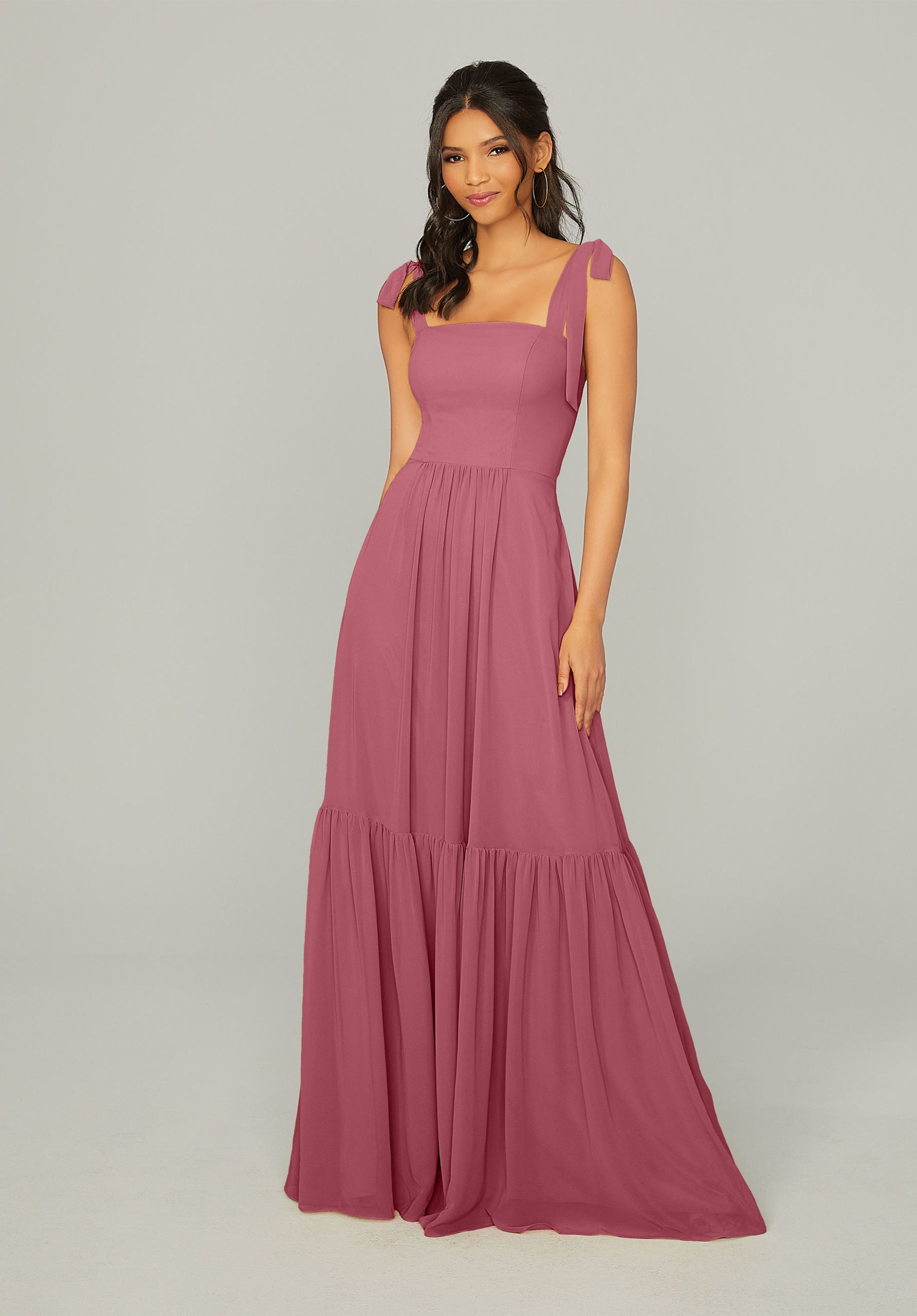 Formal Dresses Formal Long Ruffle Evening Dress MGNY Madeline Gardner New York 21753 Rosewood