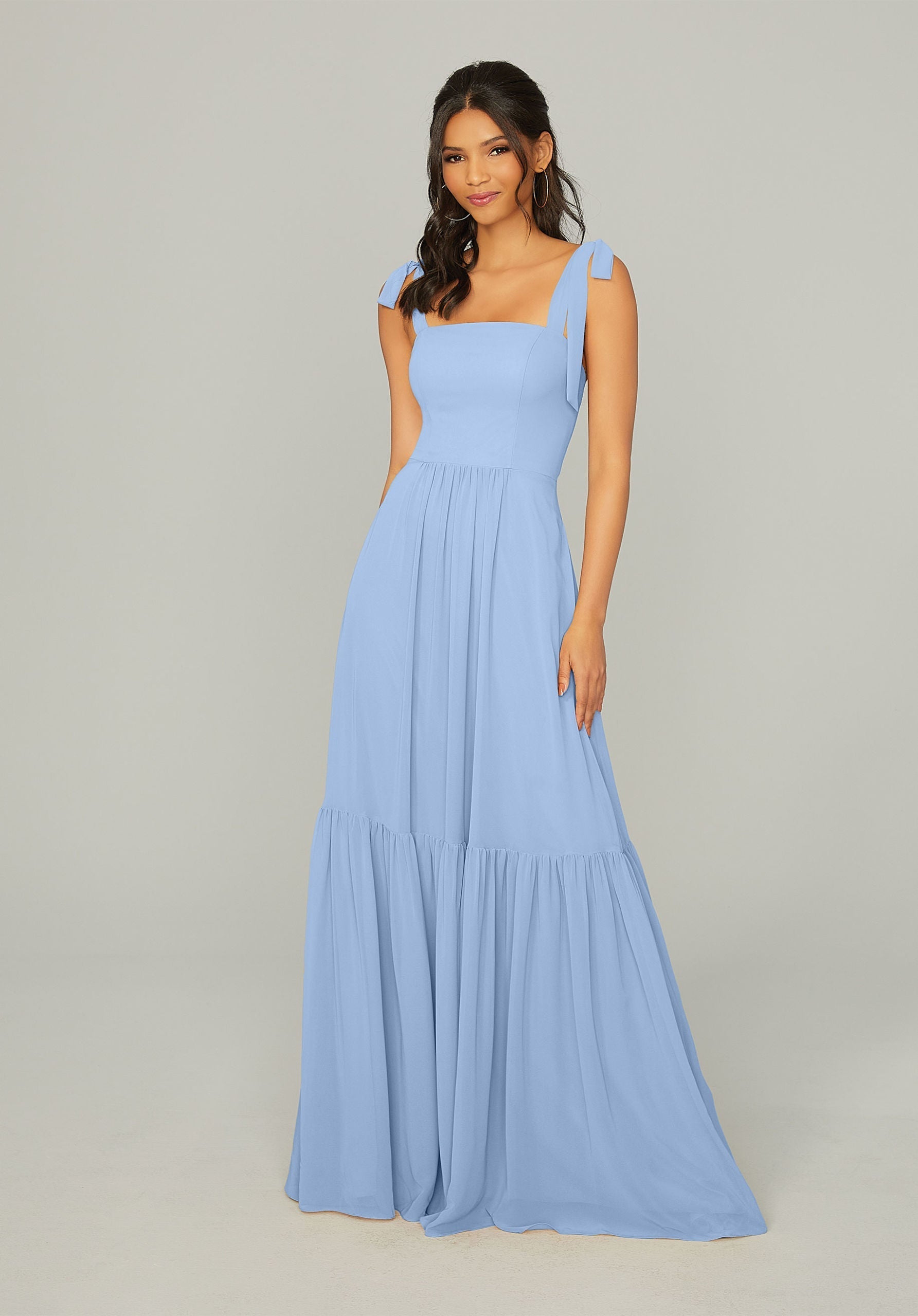 Formal Dresses Formal Ruffle Long Evening Dress MGNY Madeline Gardner New York 21753 Cornflower