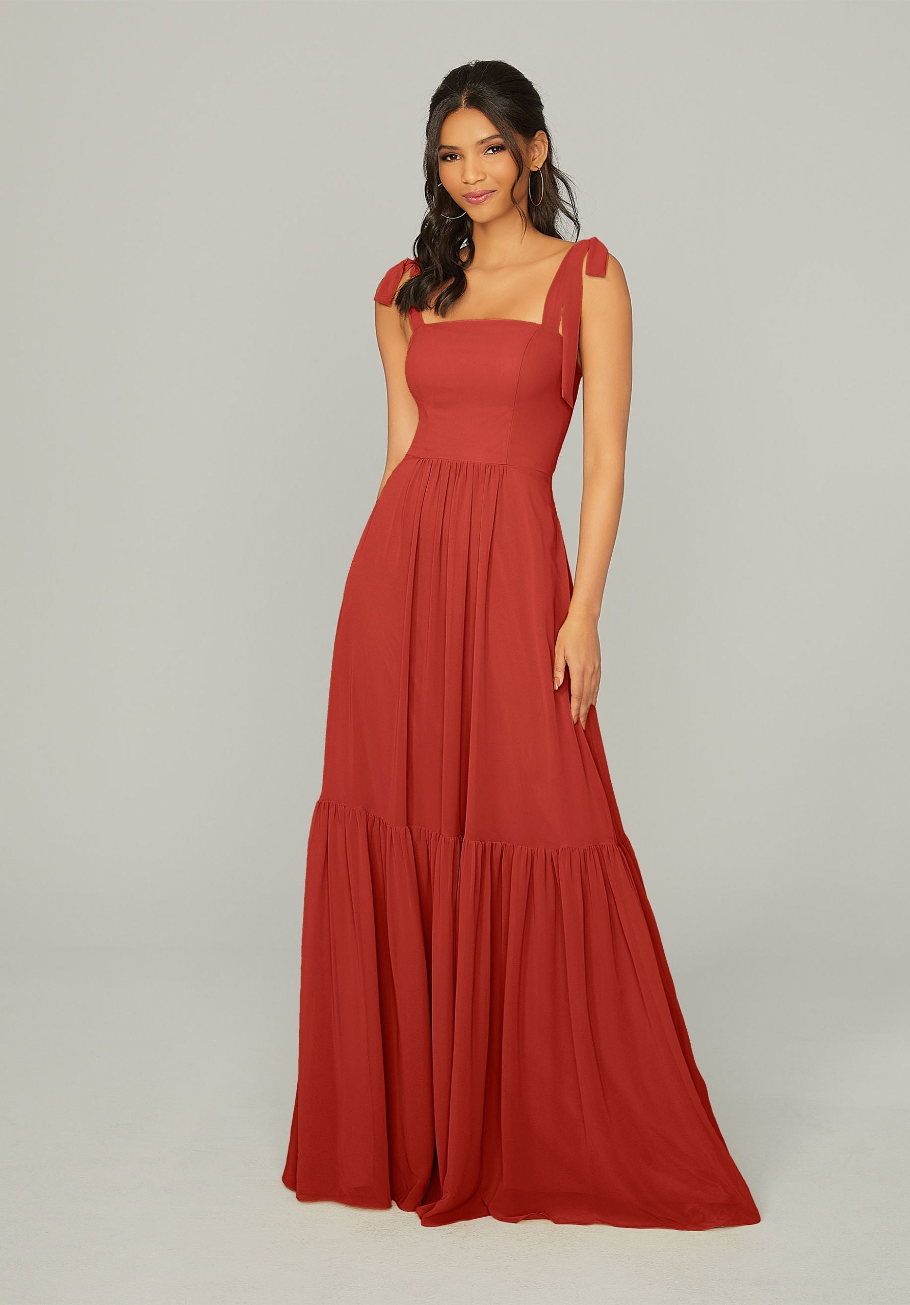 Formal Dresses Long Ruffle Formal Evening Dress MGNY Madeline Gardner New York 21753 Cinnamon