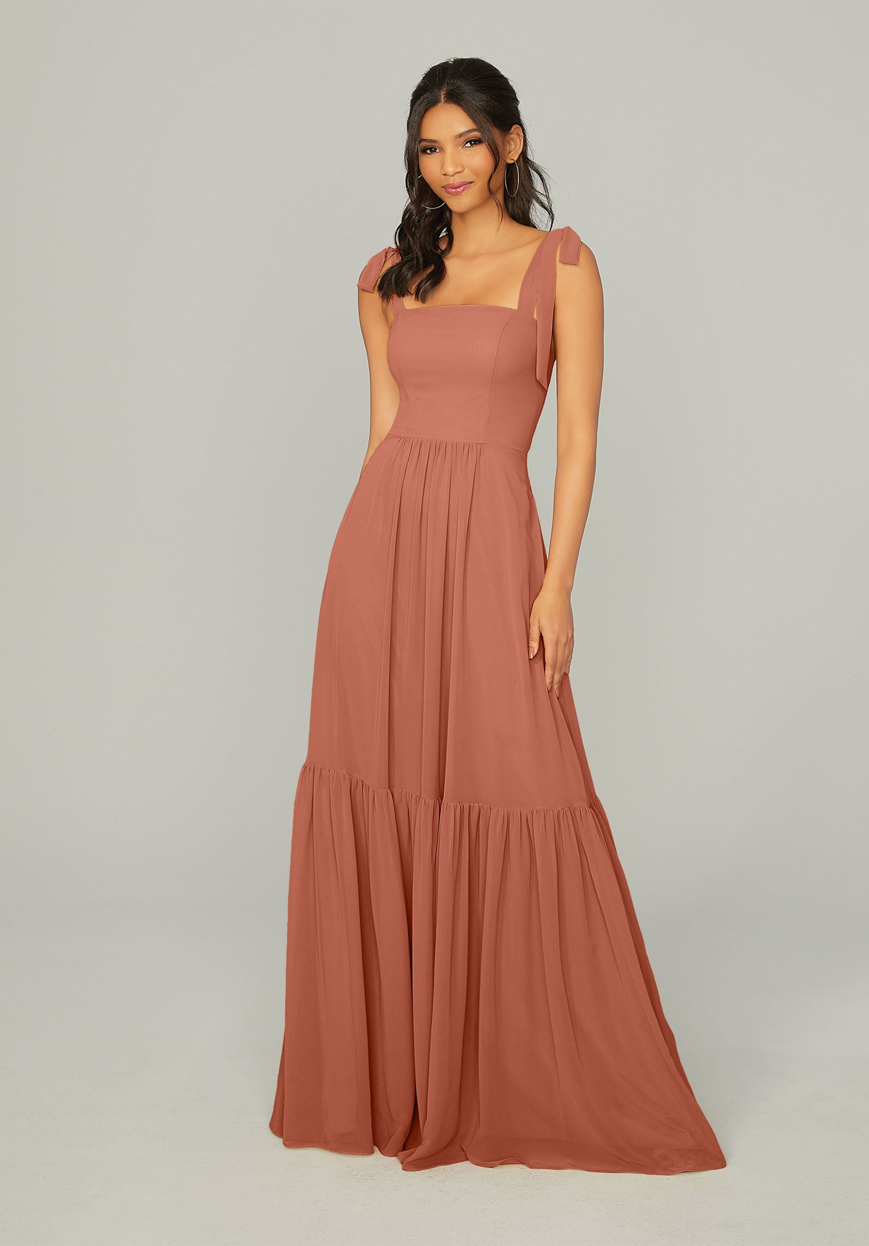Formal Dresses Evening Ruffle Long Formal Dress MGNY Madeline Gardner New York 21753 Spice